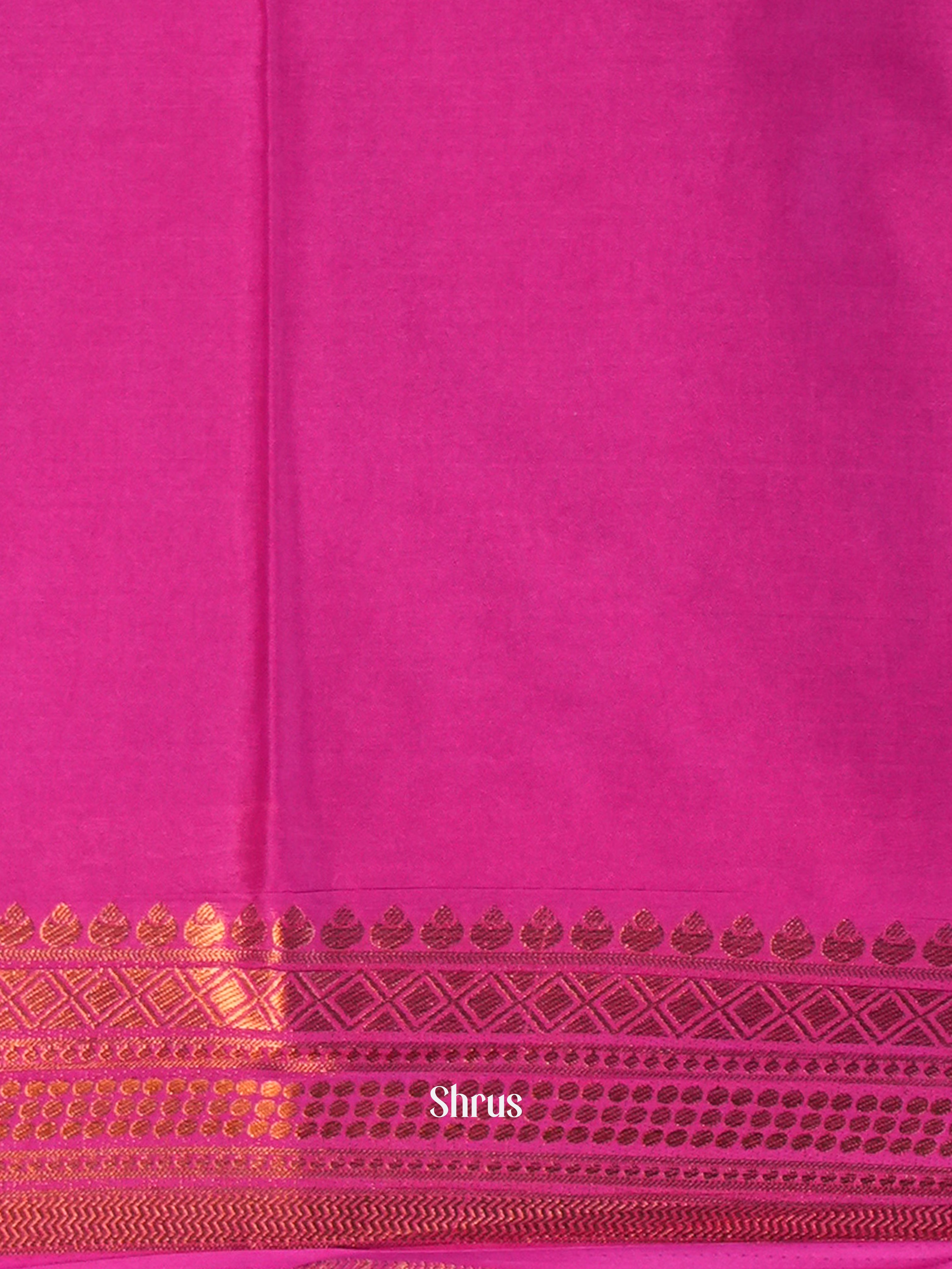 Blue & Pink - Semi Mysore silk Saree - Shop on Shrus.com