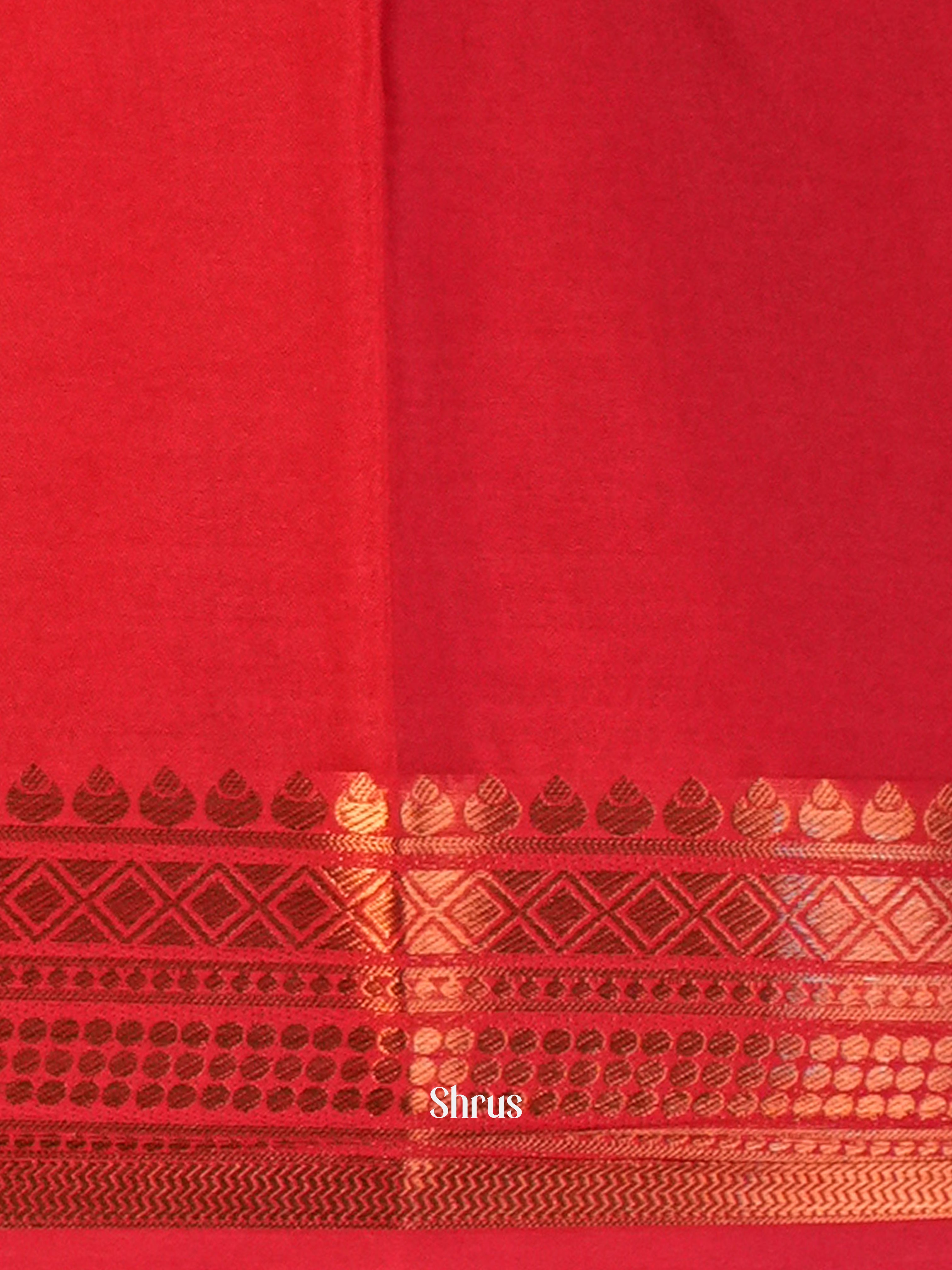 Green & Red - Semi Mysore silk Saree - Shop on Shrus.com