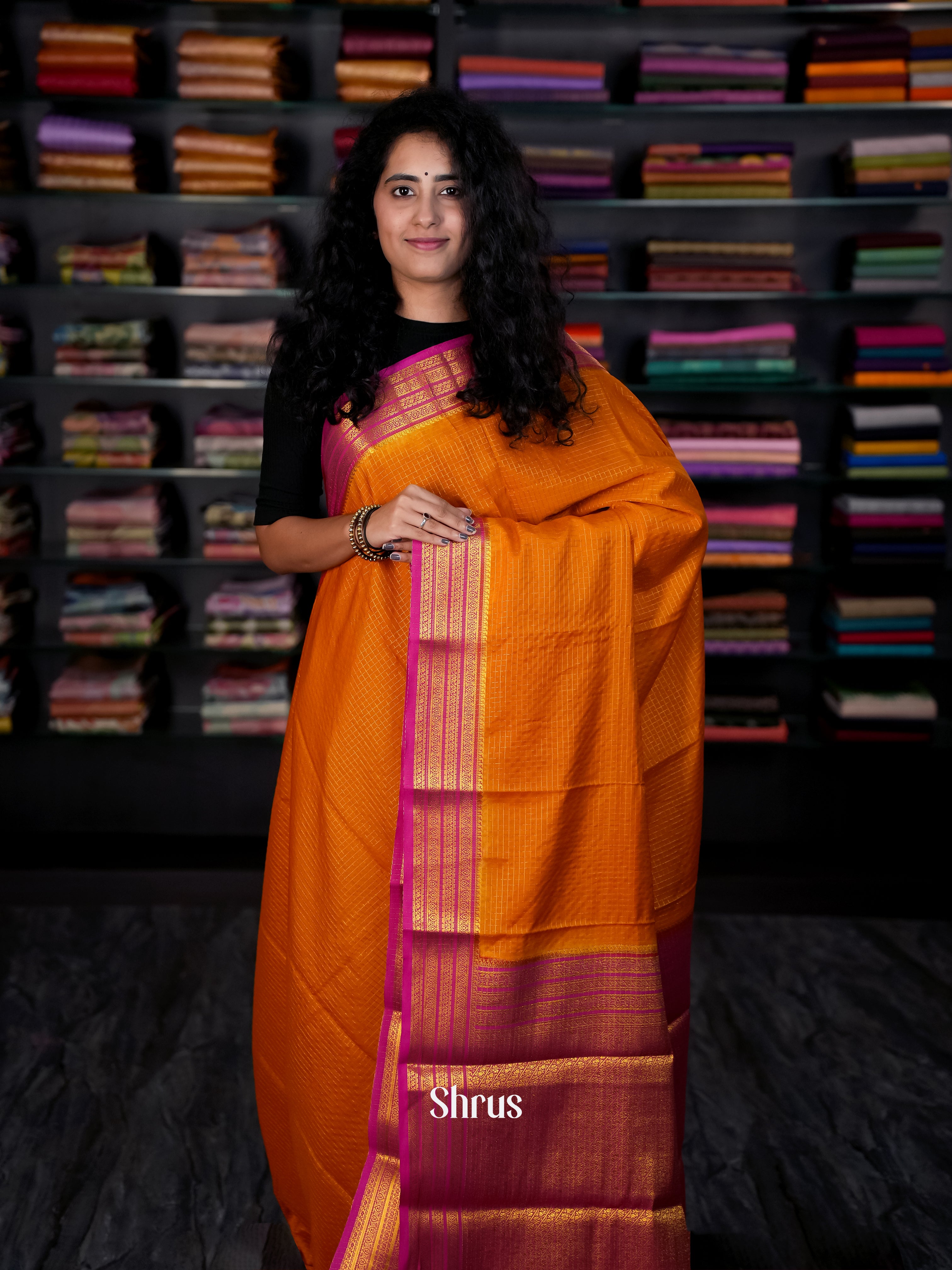 CIS09021 - Semi Mysore silk Saree - Shop on Shrus.com