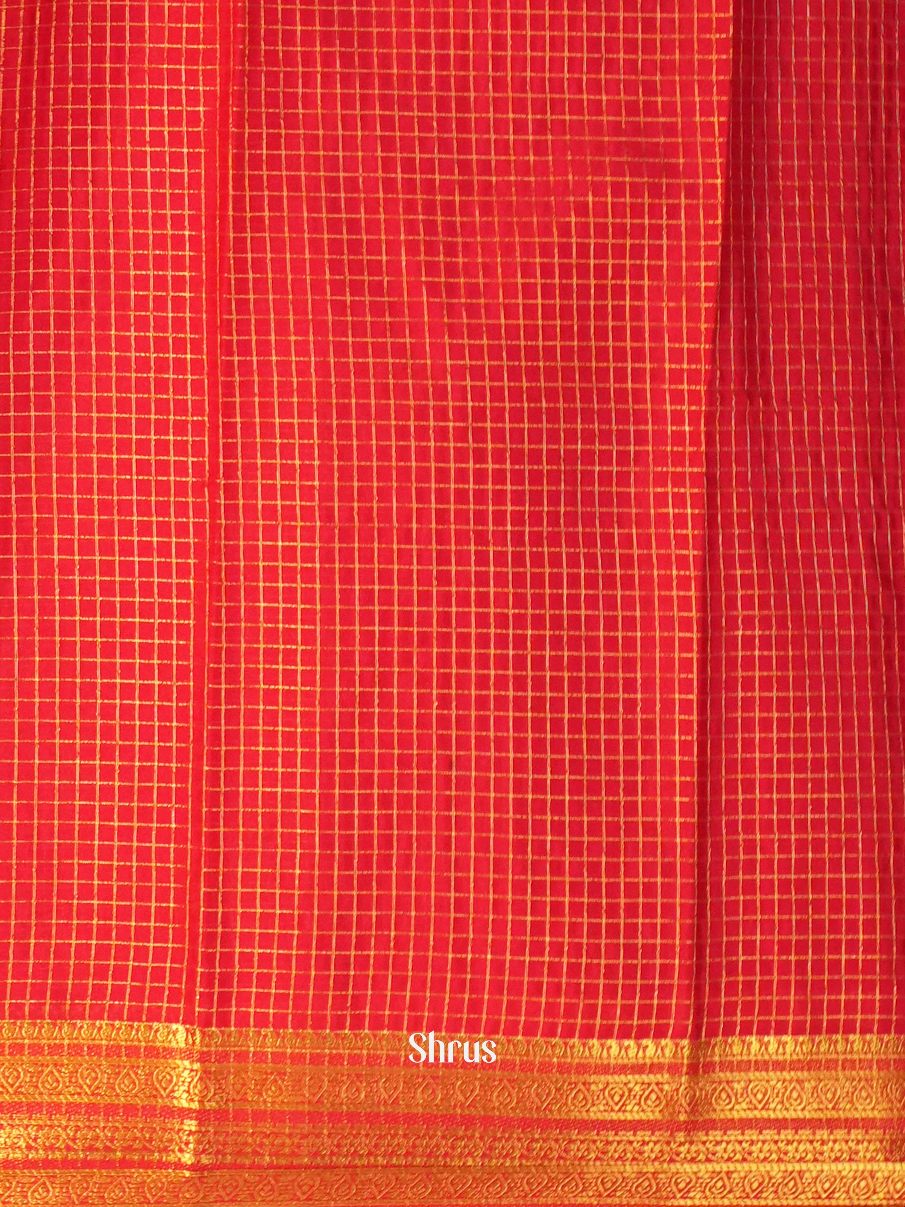 Black & Red- Semi Mysore silk Saree - Shop on Shrus.com
