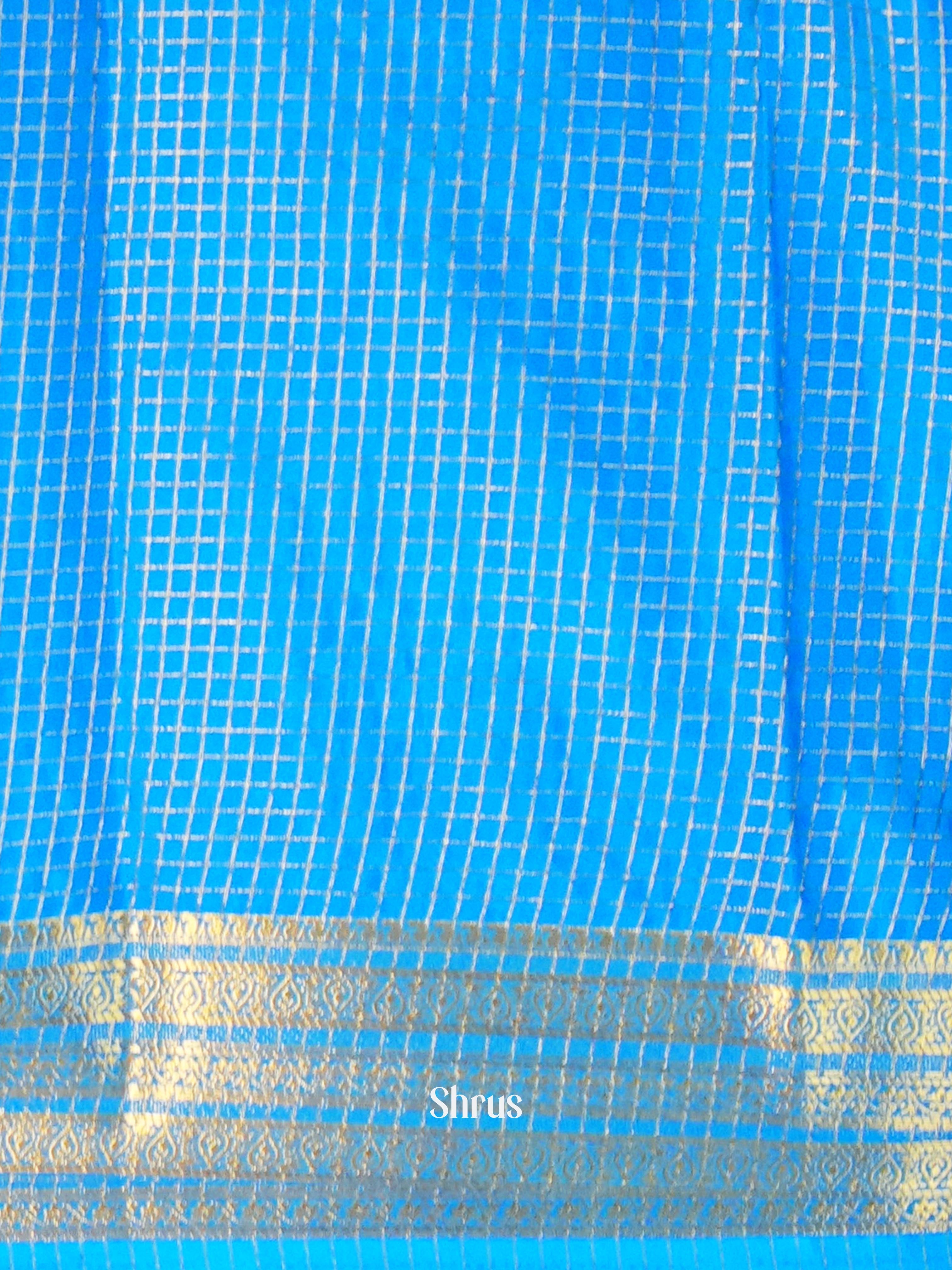Red & Blue - Semi Mysore silk Saree - Shop on Shrus.com