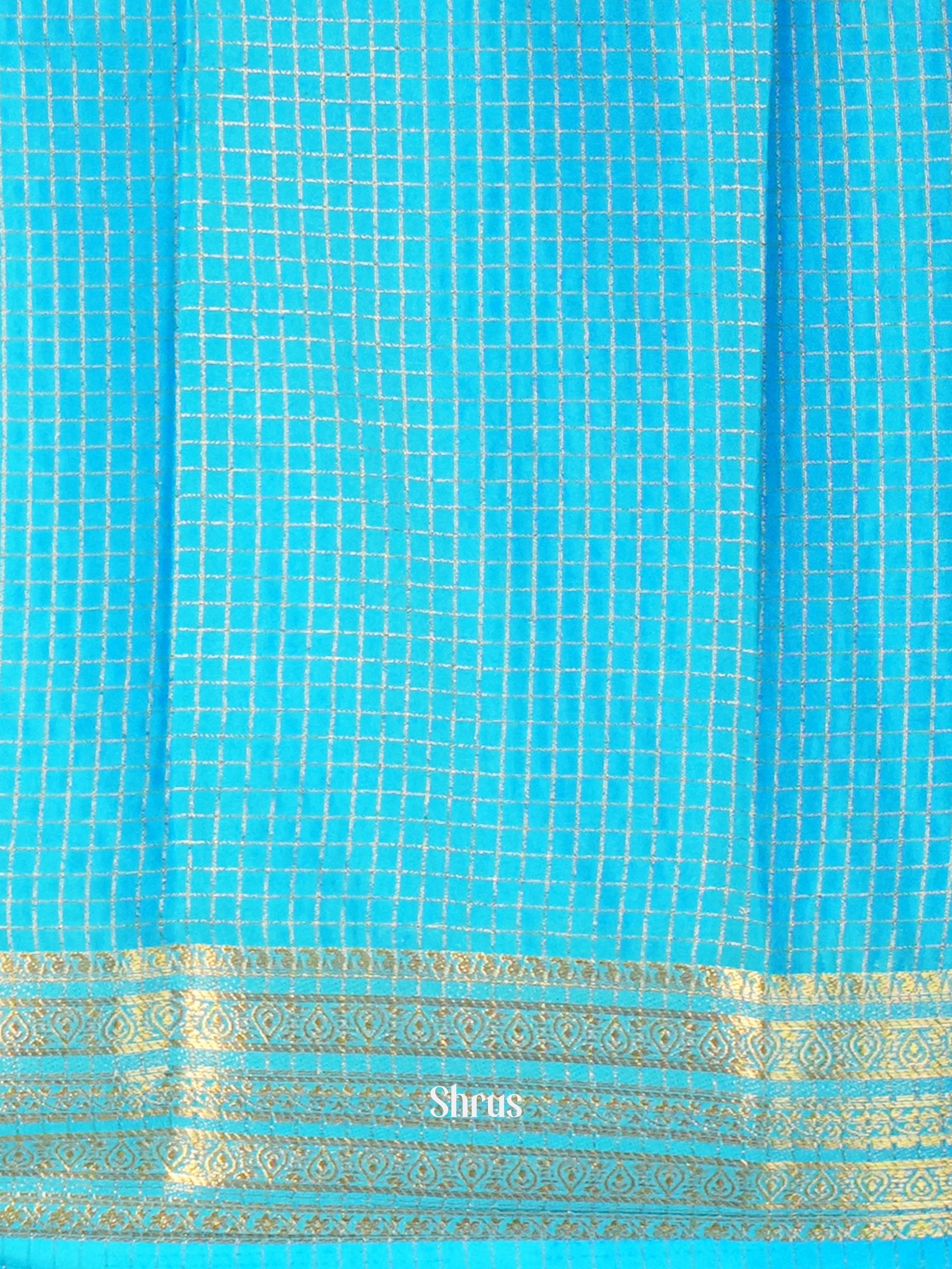 Grey & Teal - Semi Mysore silk Saree - Shop on Shrus.com