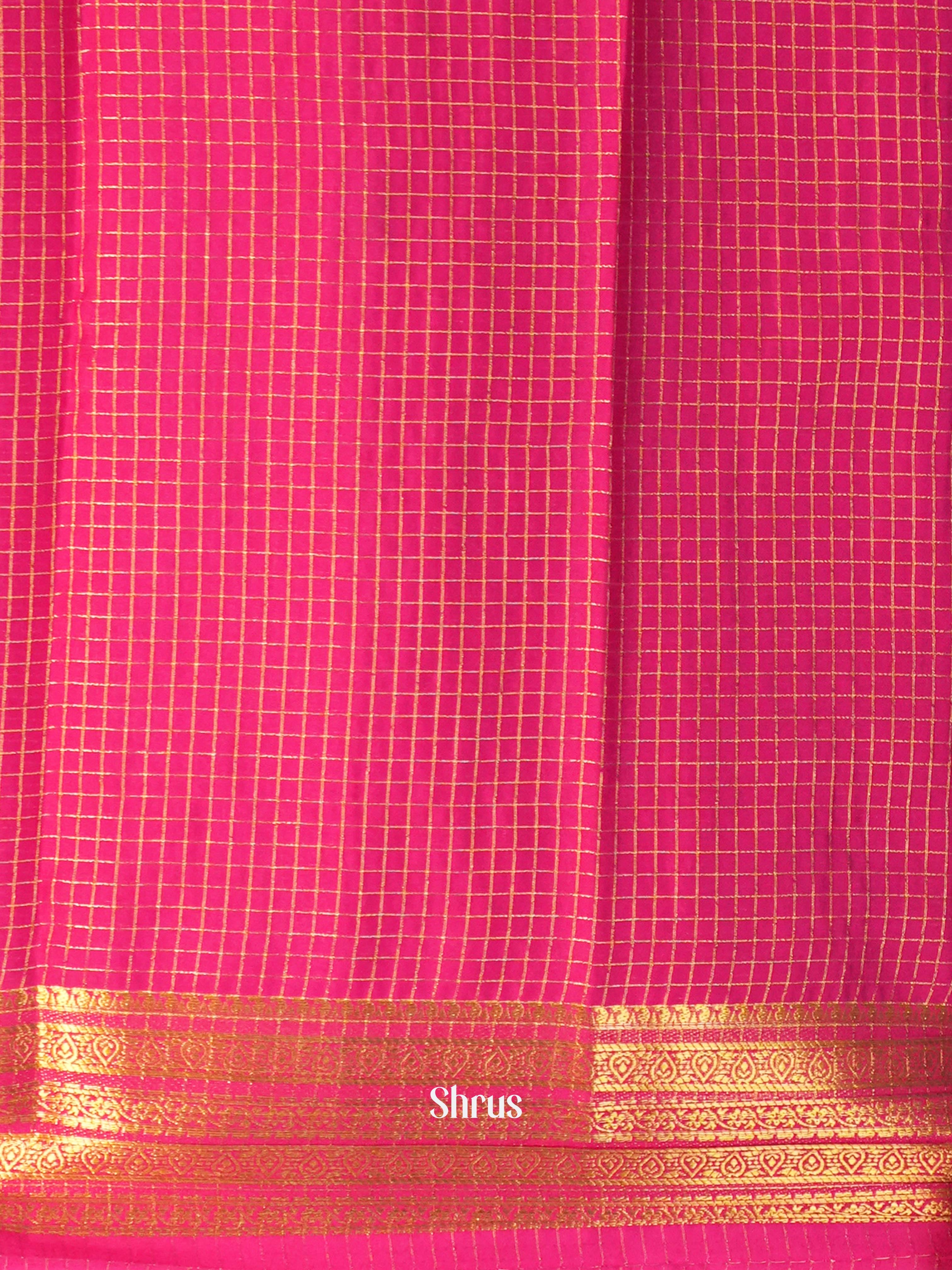 Blue & Pink- Semi Mysore silk Saree - Shop on Shrus.com