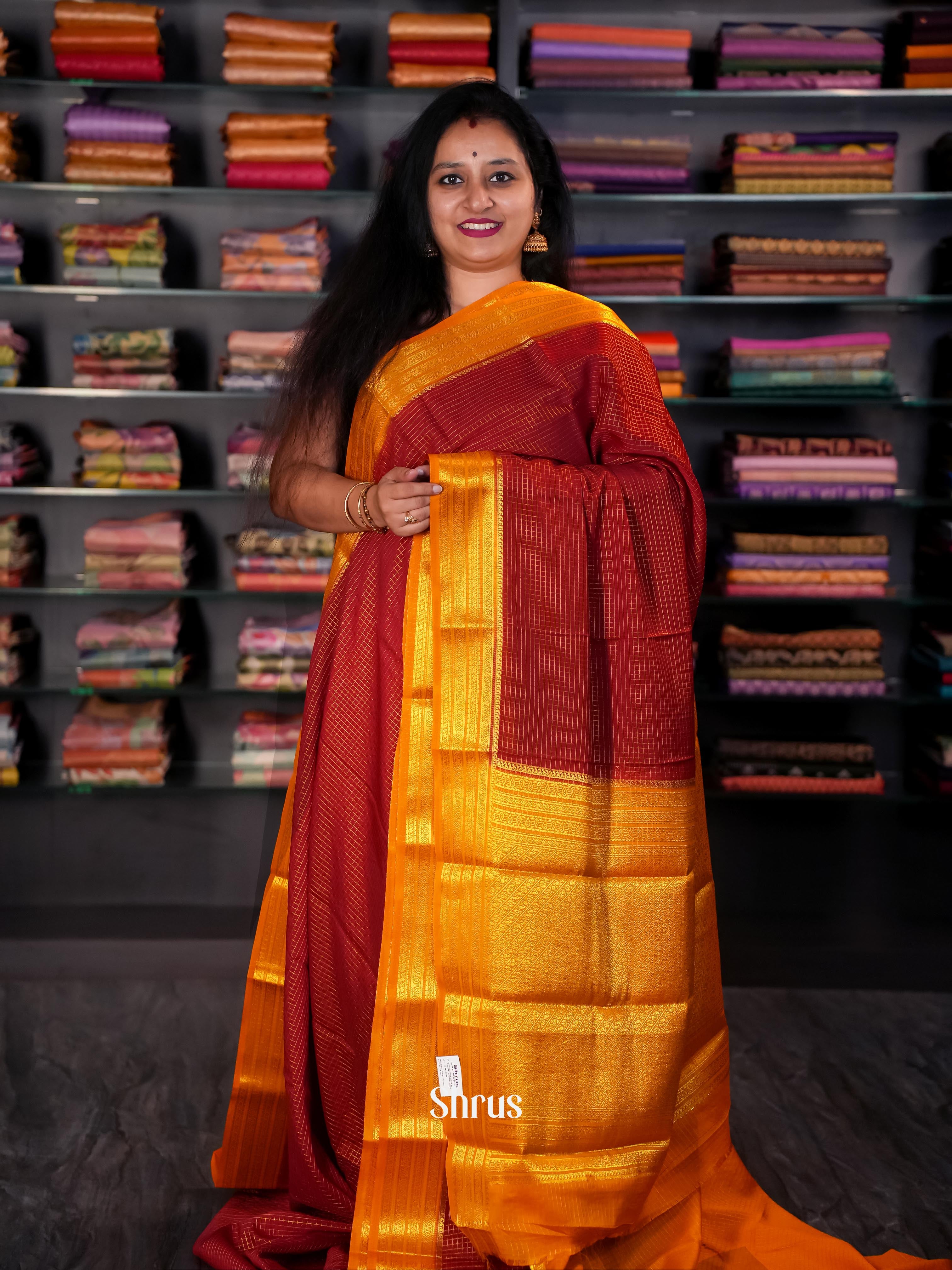 CIS09032 - Semi Mysore silk Saree - Shop on Shrus.com