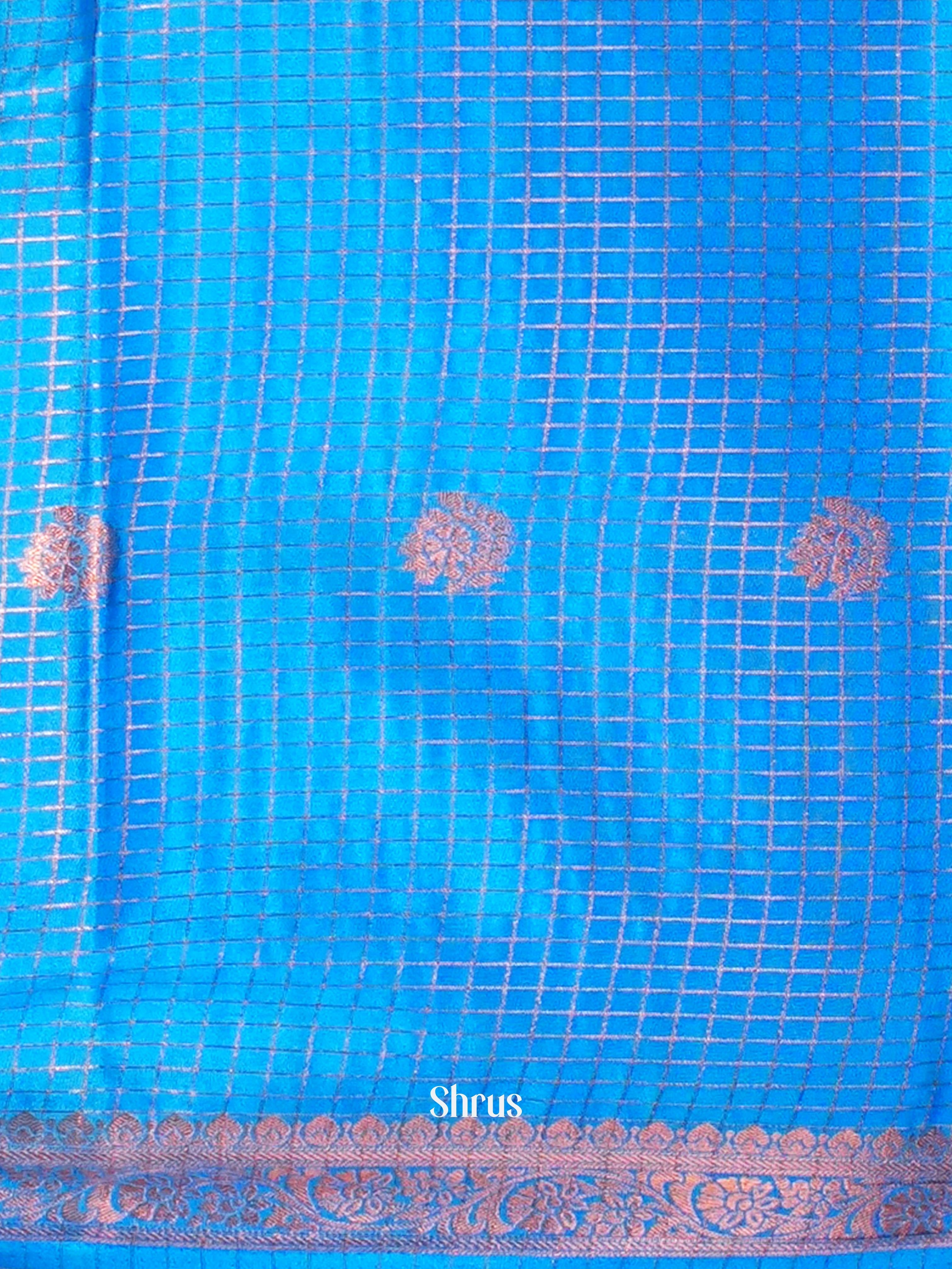 Pink & Blue - Semi Mysore silk Saree - Shop on Shrus.com