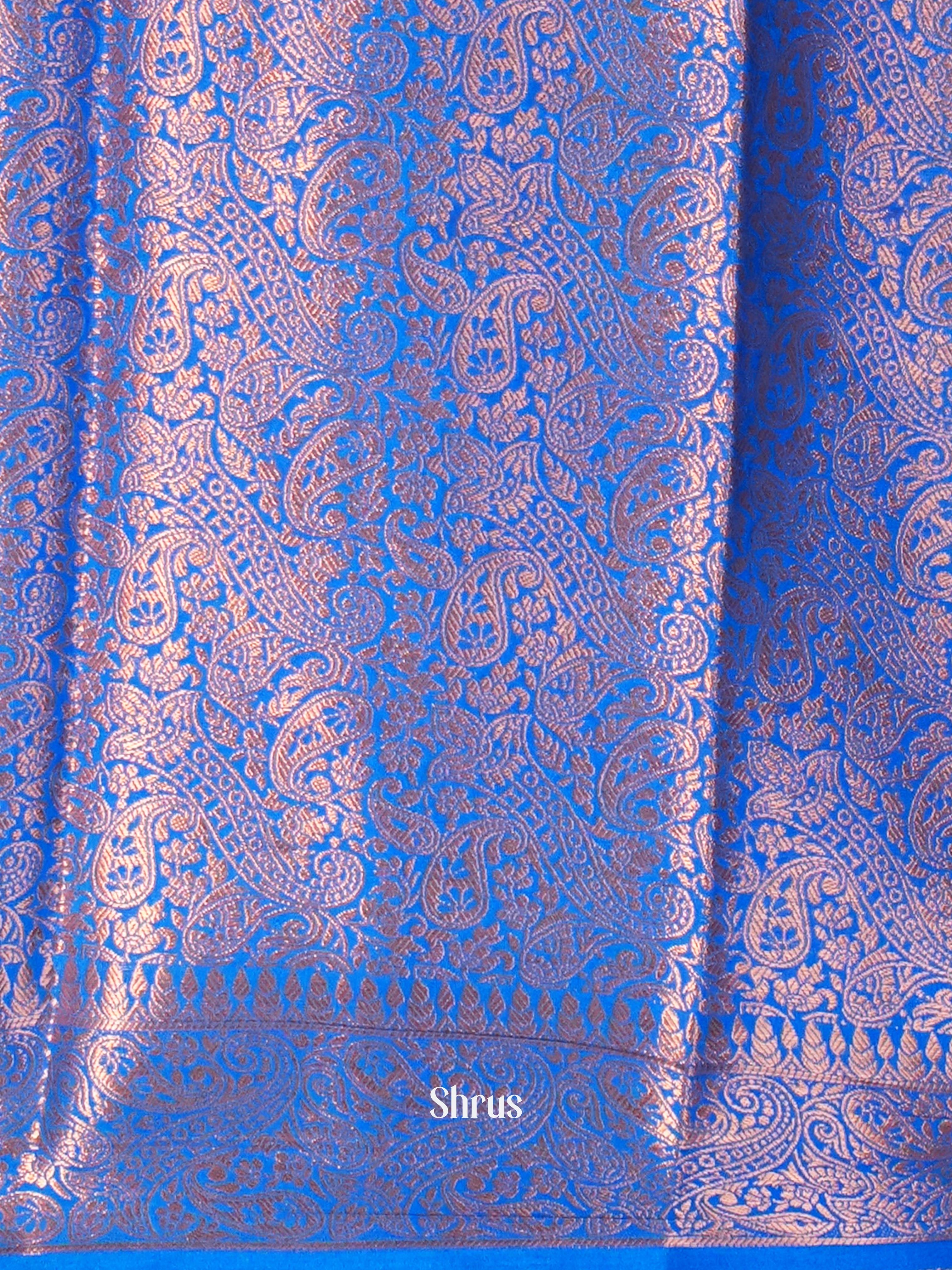 Navy Blue & Blue Semi Mysore silk Saree - Shop on Shrus.com