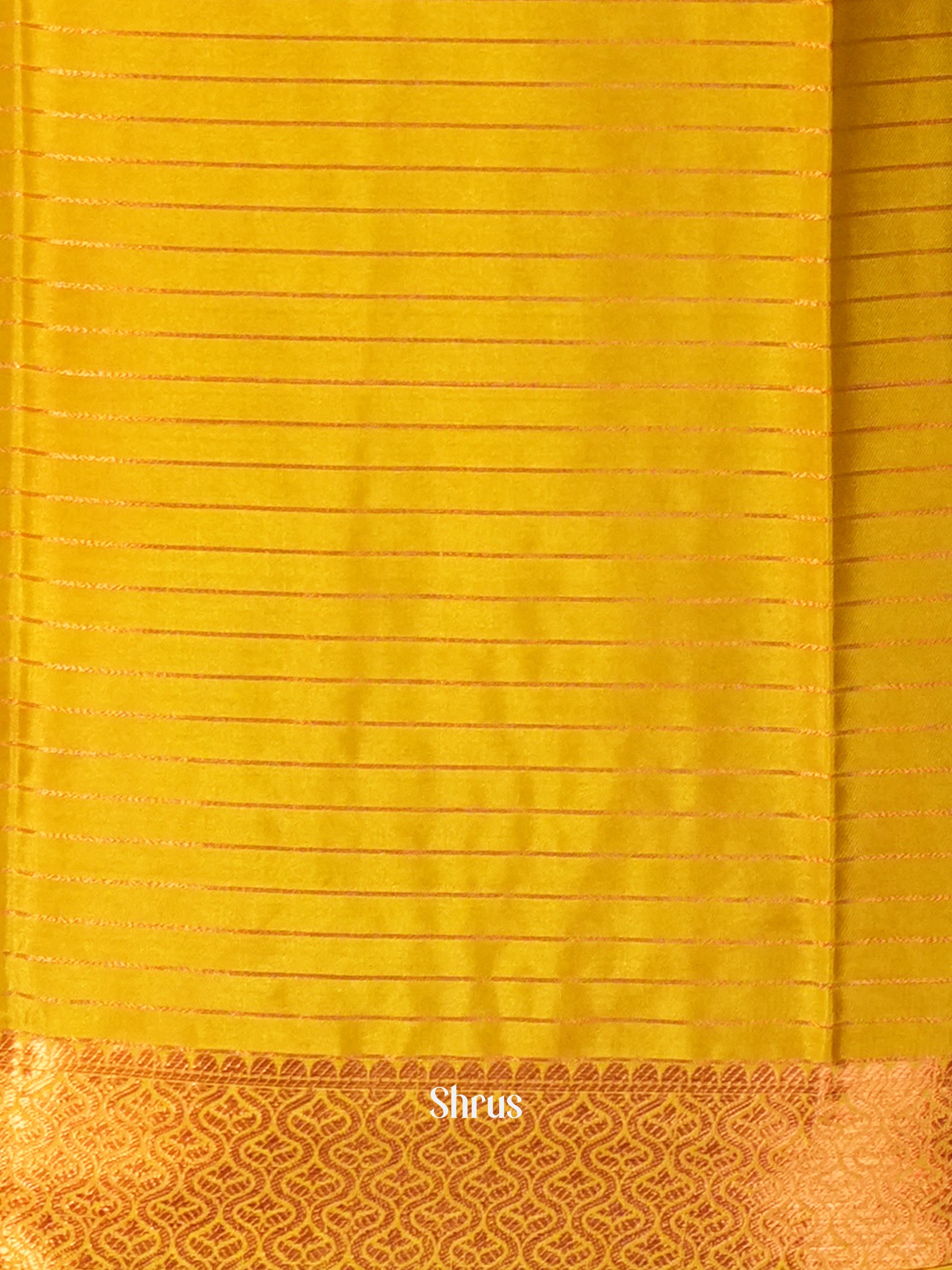 Peach & Yellow - Semi Mysore silk Saree - Shop on Shrus.com