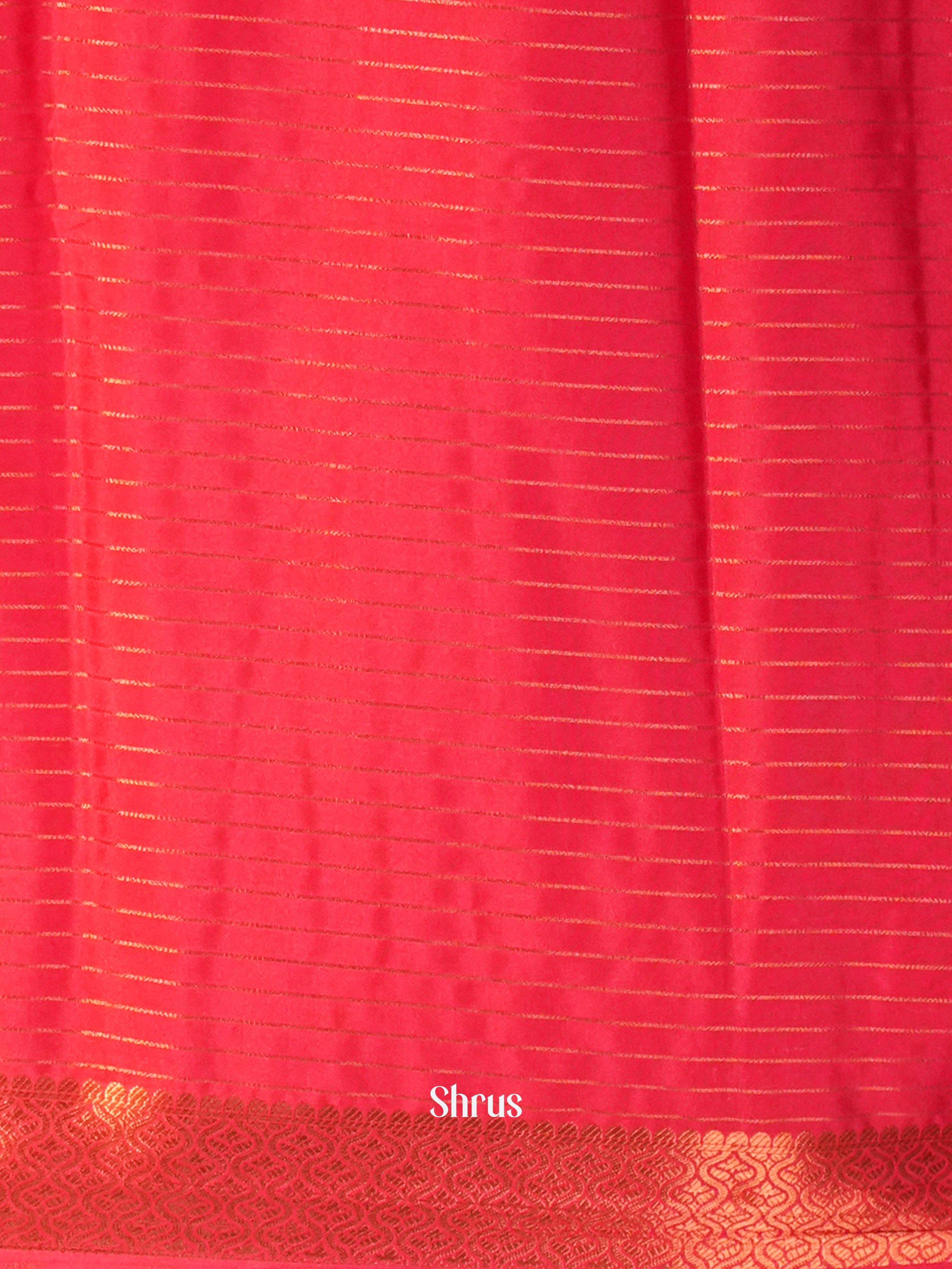 Peach & Red - Semi Mysore silk Saree - Shop on Shrus.com