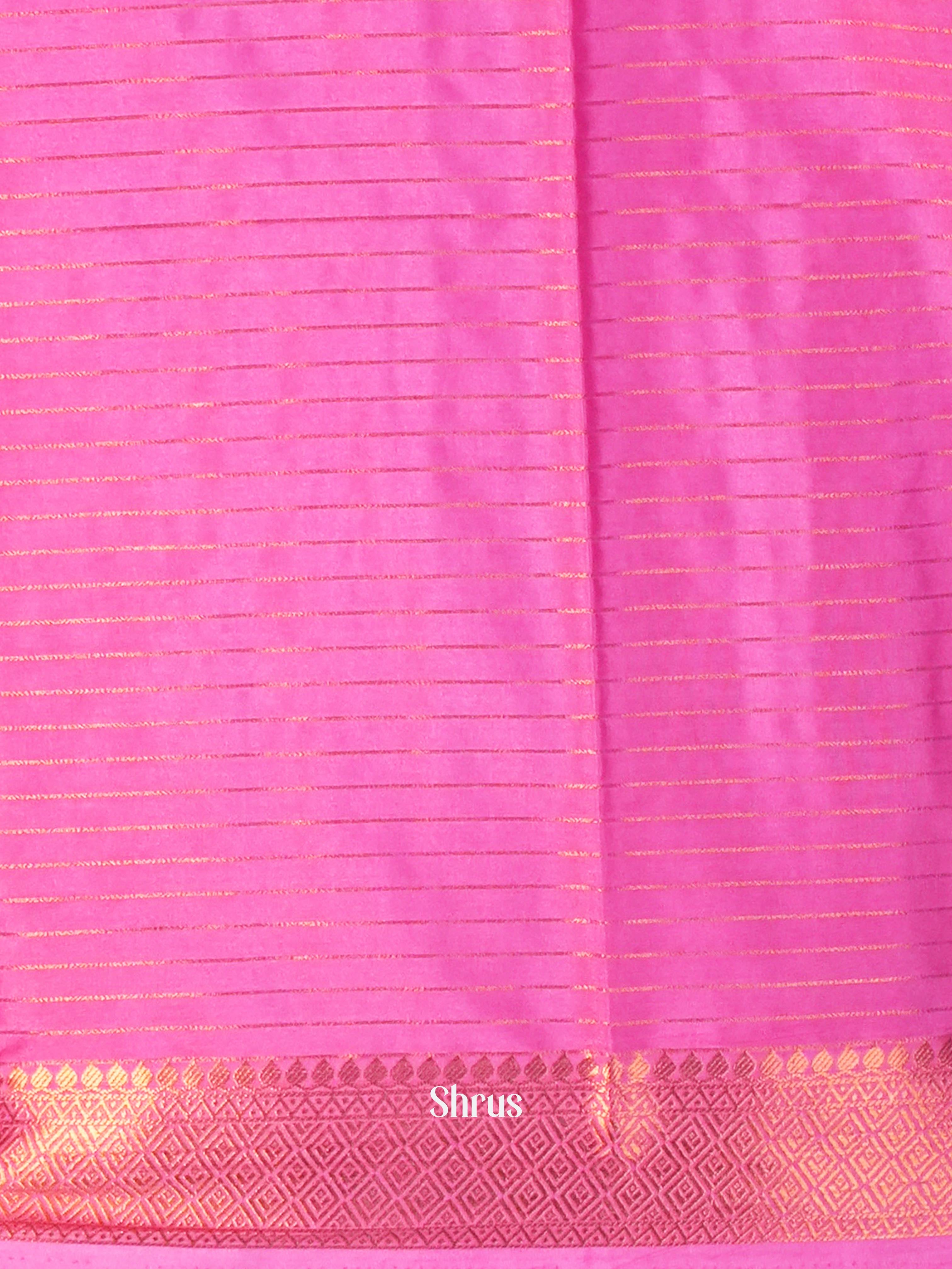 Blue & Pink- Semi Mysore silk Saree - Shop on Shrus.com