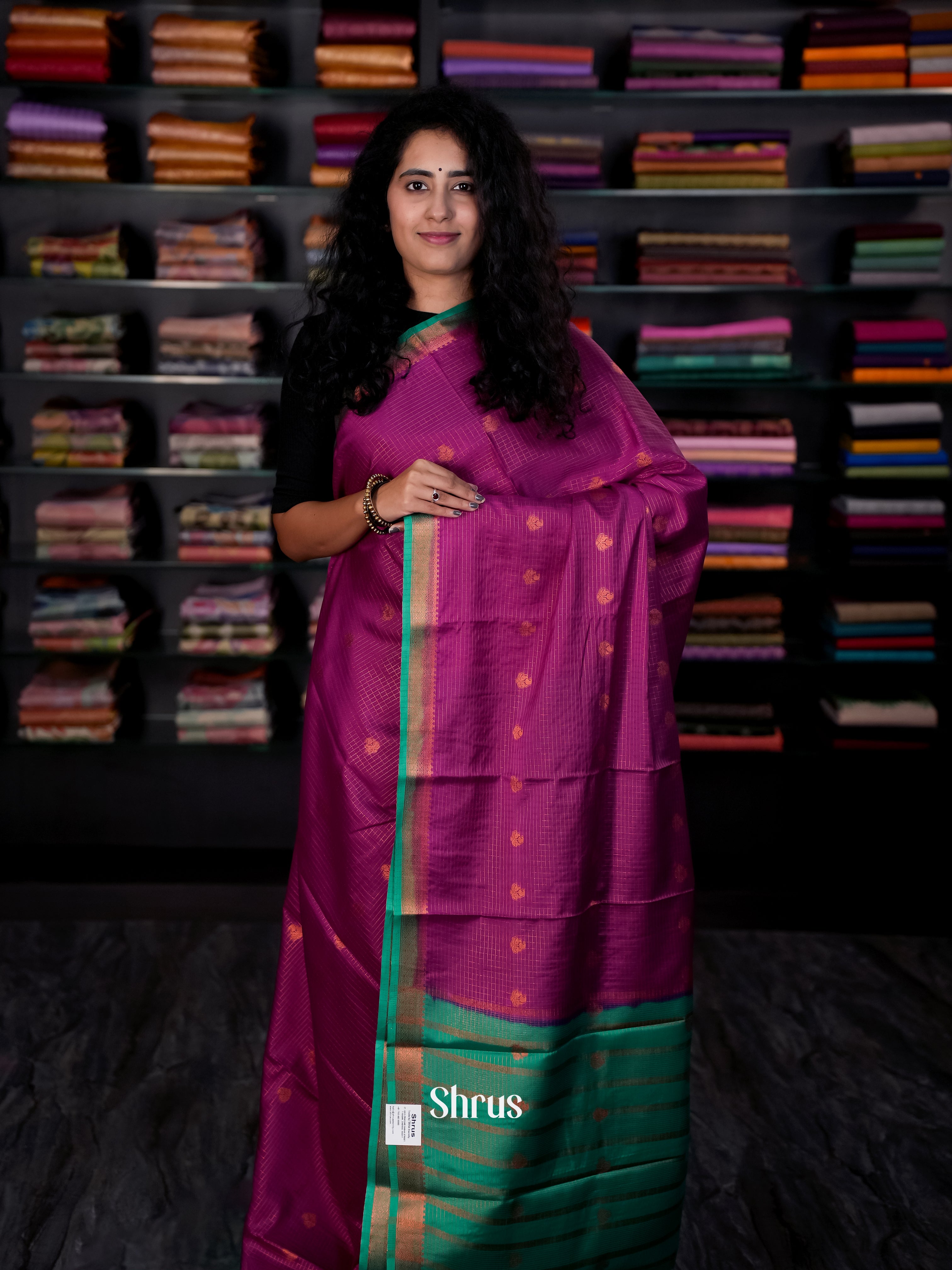 CIS09057 - Semi Mysore silk Saree - Shop on Shrus.com