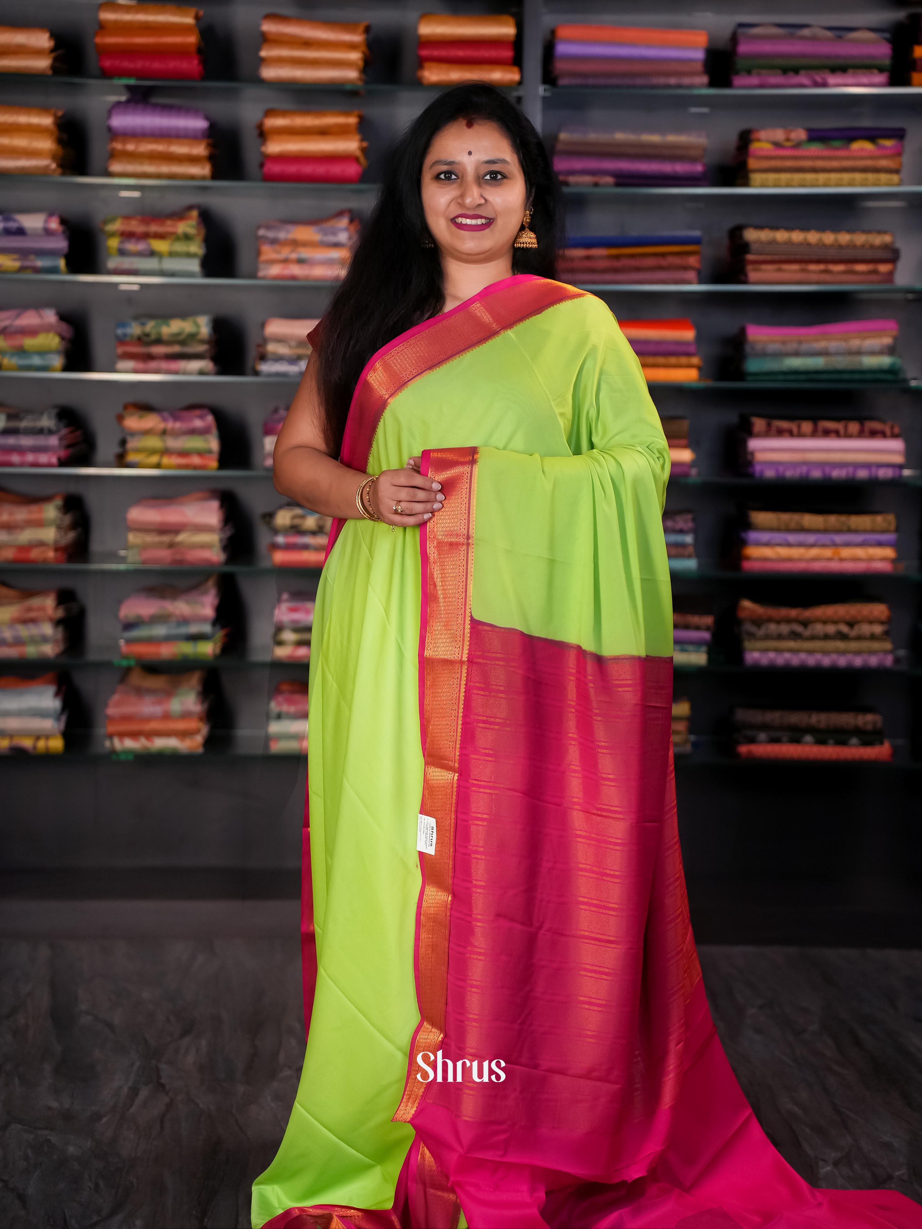 CIS09069 - Semi Mysore silk Saree - Shop on Shrus.com