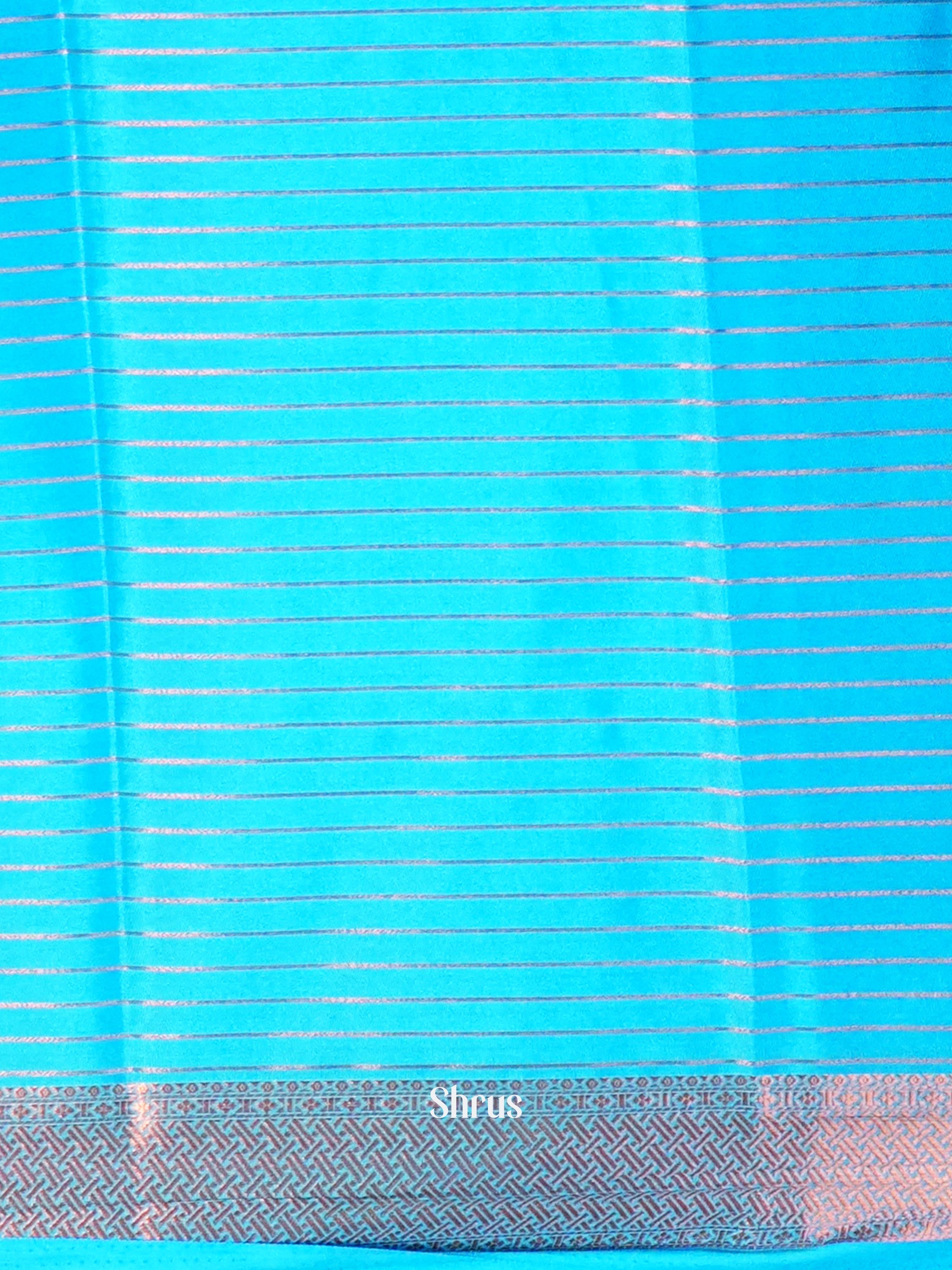 Pink & Blue - Semi Mysore silk Saree - Shop on Shrus.com