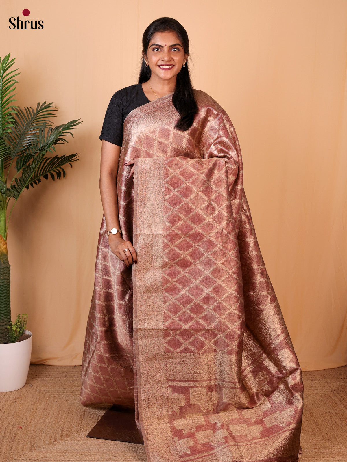 Onion Peel - Semi Dupion Saree - Shop on Shrus.com