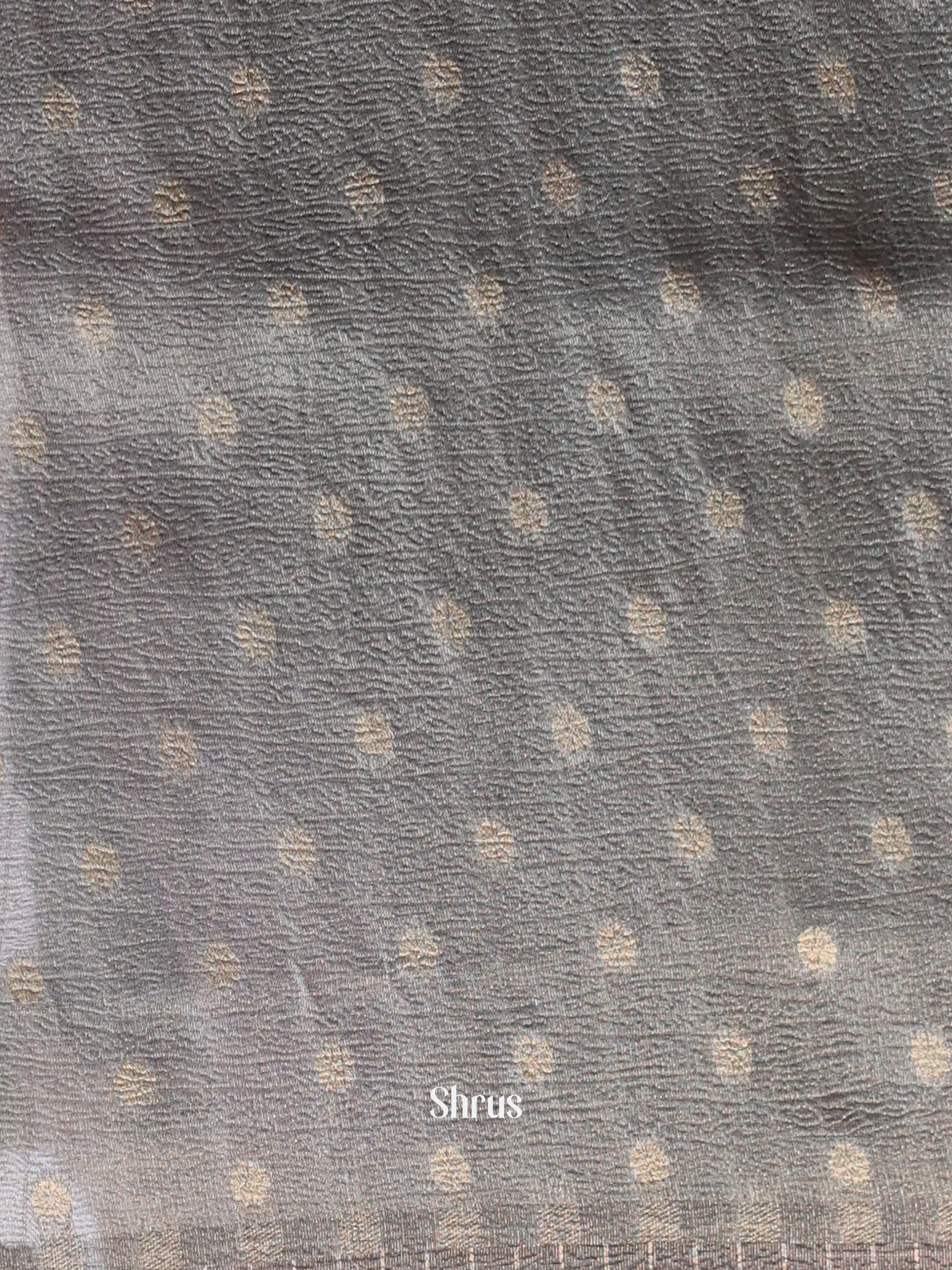 Grey - Semi Dupion Saree - Shop on Shrus.com