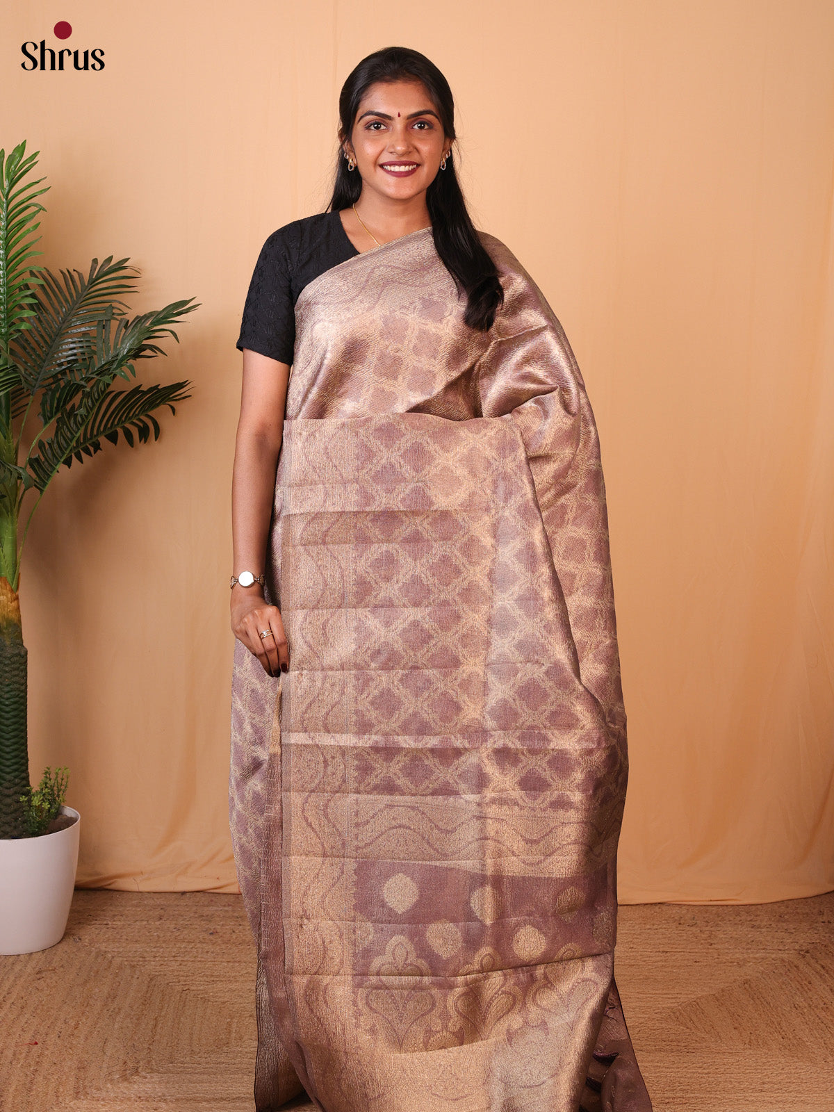 Mauve - Semi Dupion Saree - Shop on Shrus.com
