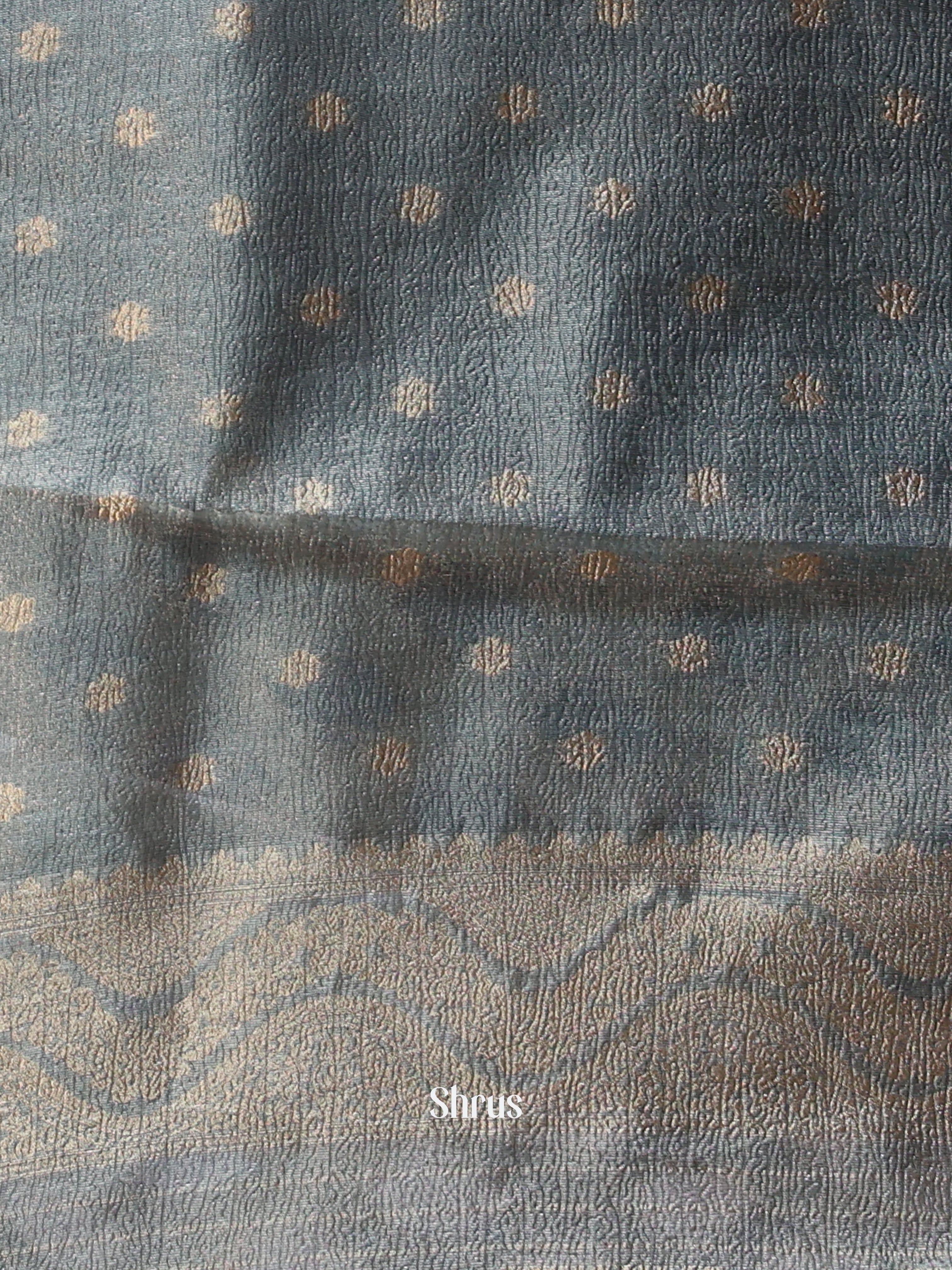 grey - Semi Dupion Saree - Shop on Shrus.com