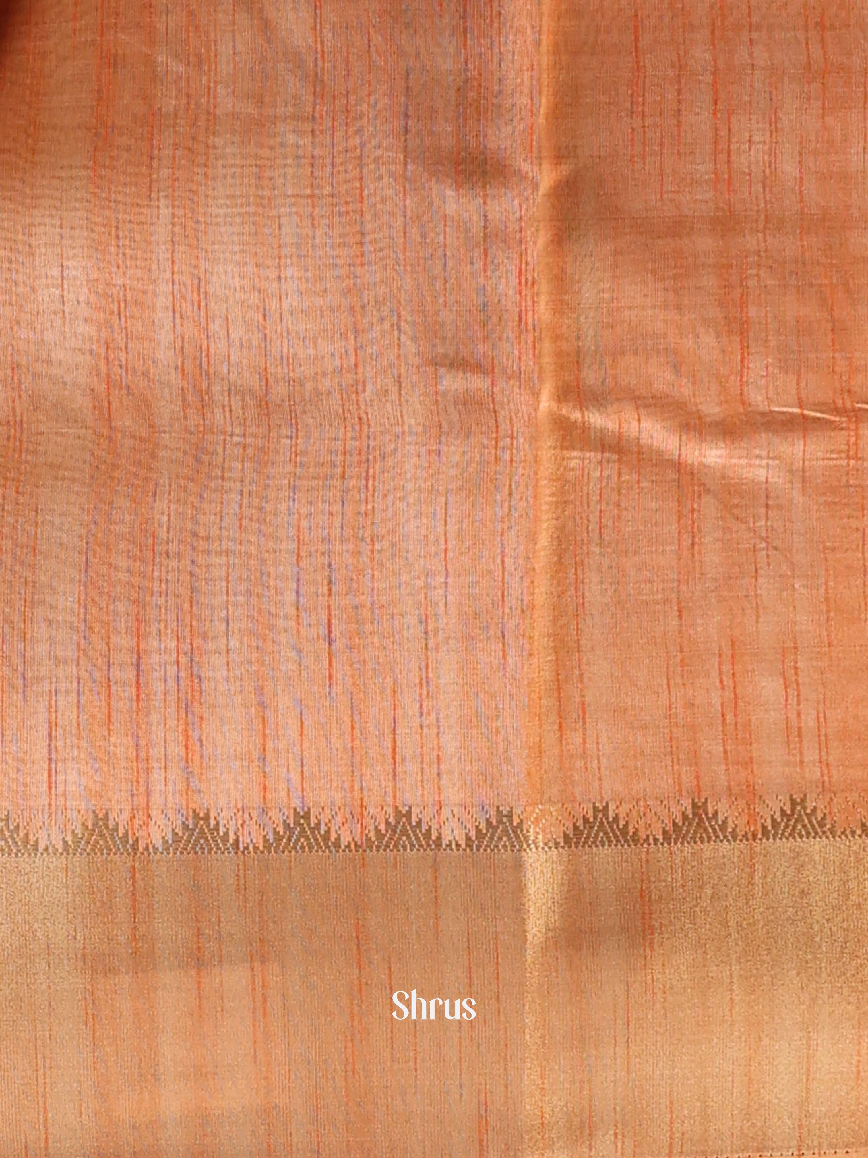 Orange - Semi Dupion Saree - Shop on Shrus.com