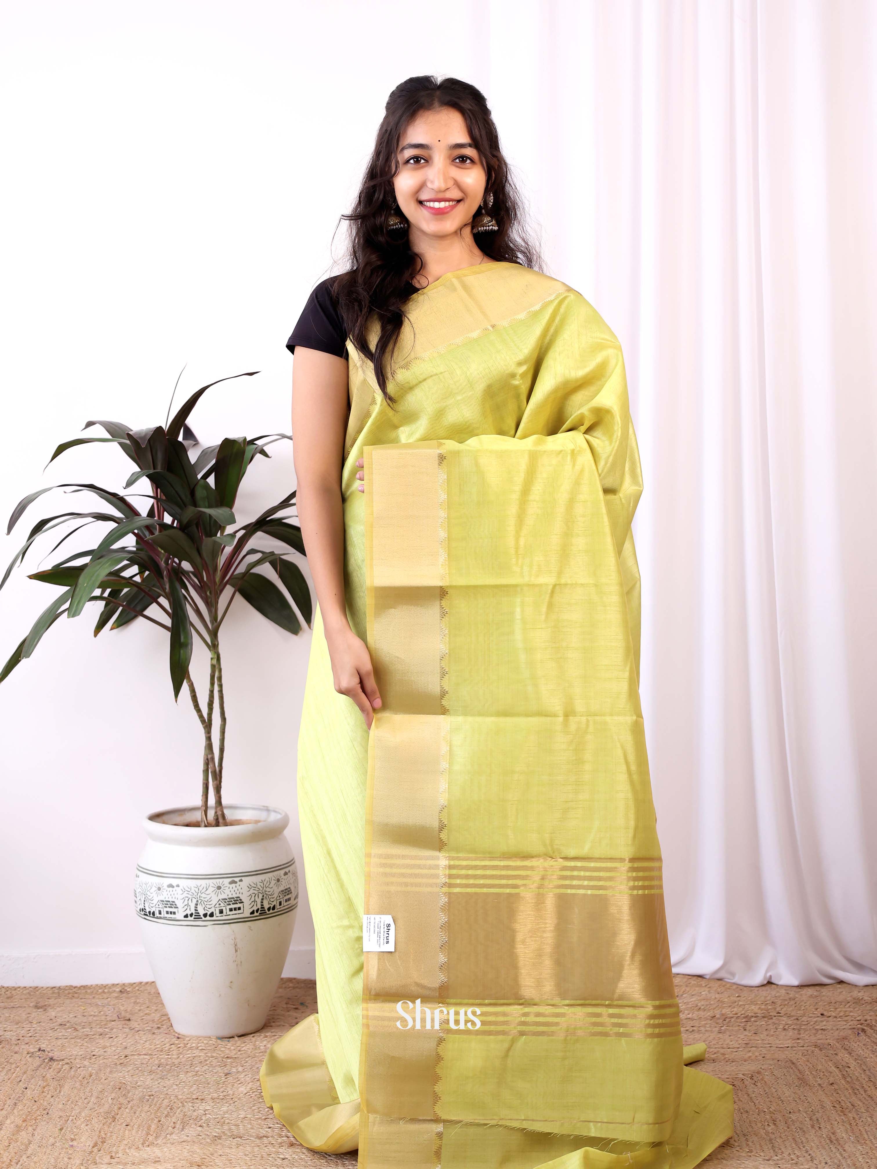 Green - Semi Dupion Saree - Shop on Shrus.com