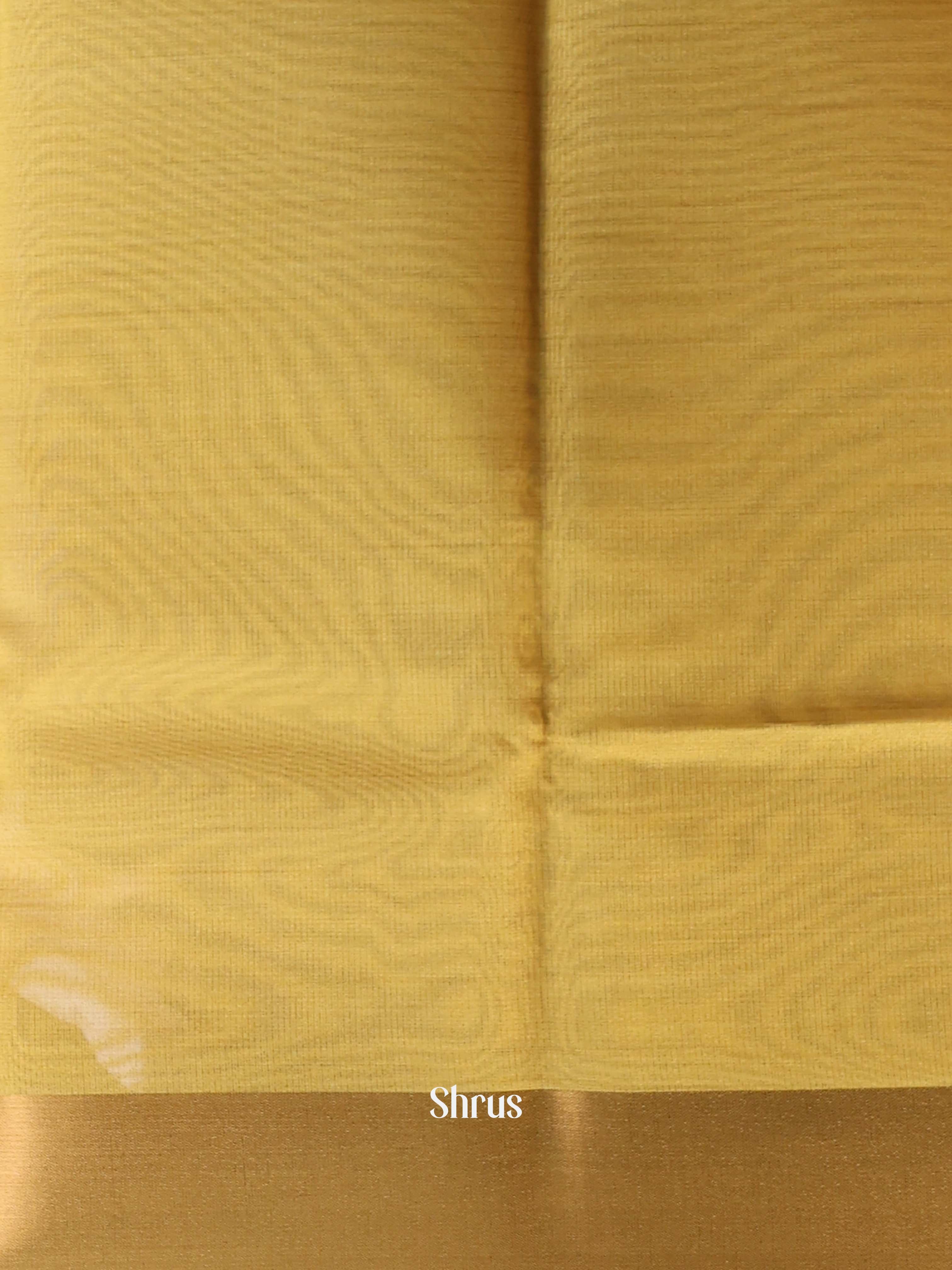 Mustardy Green - Semi Dupion Saree - Shop on Shrus.com