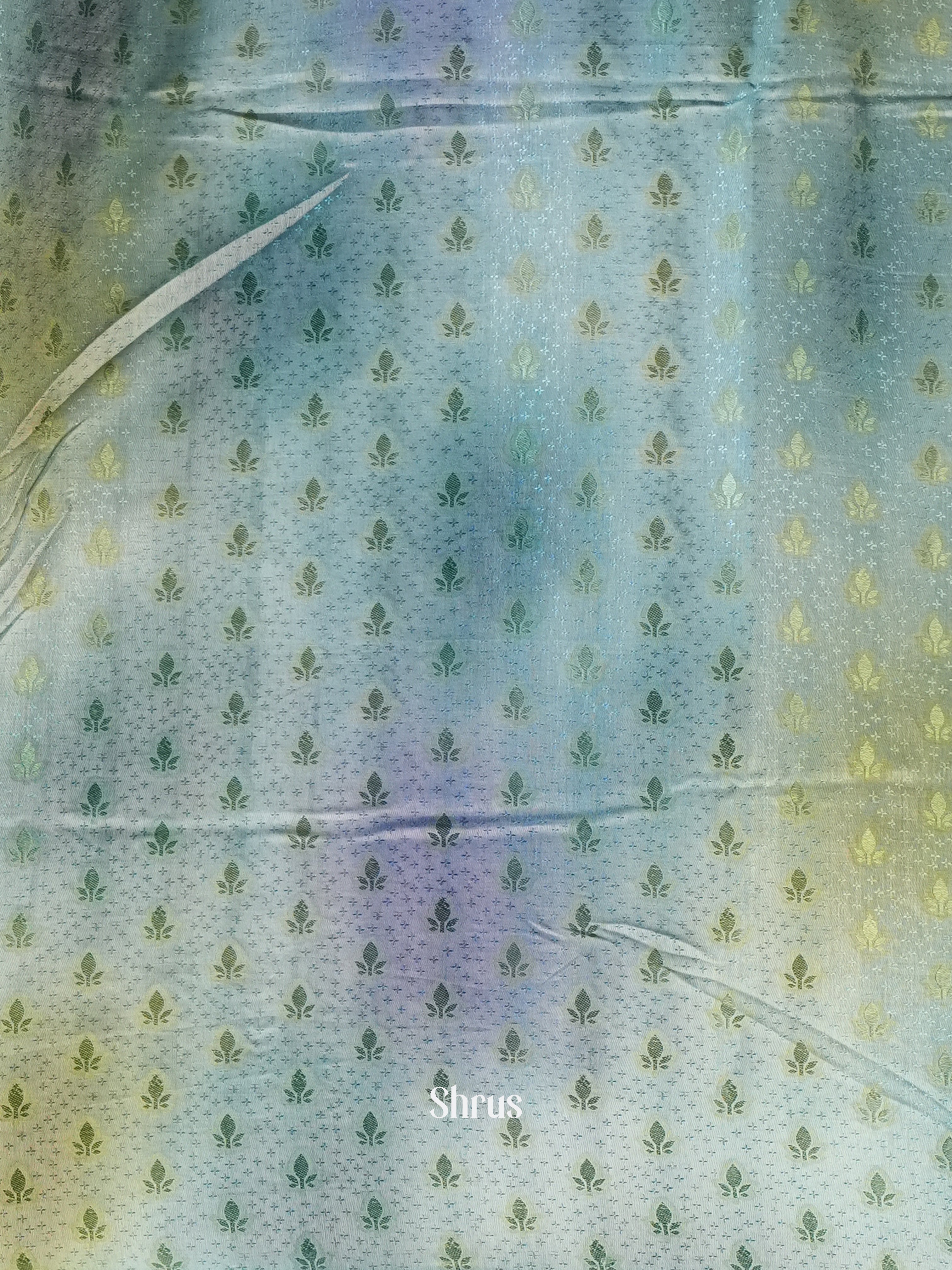 Teal(Single Tone) - Semi Organza Saree - Shop on Shrus.com