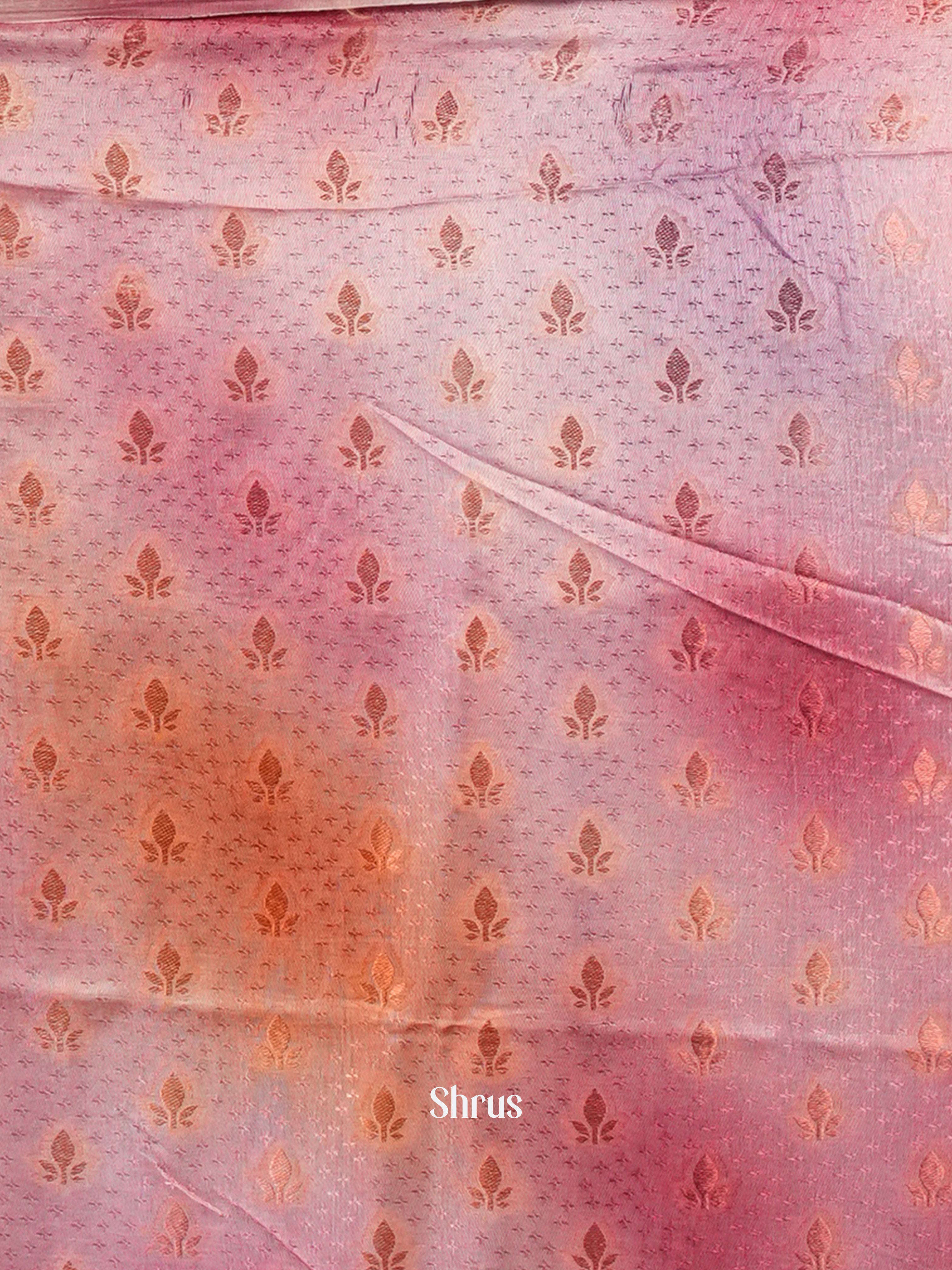 Grey & Pink - Semi Organza Saree - Shop on Shrus.com