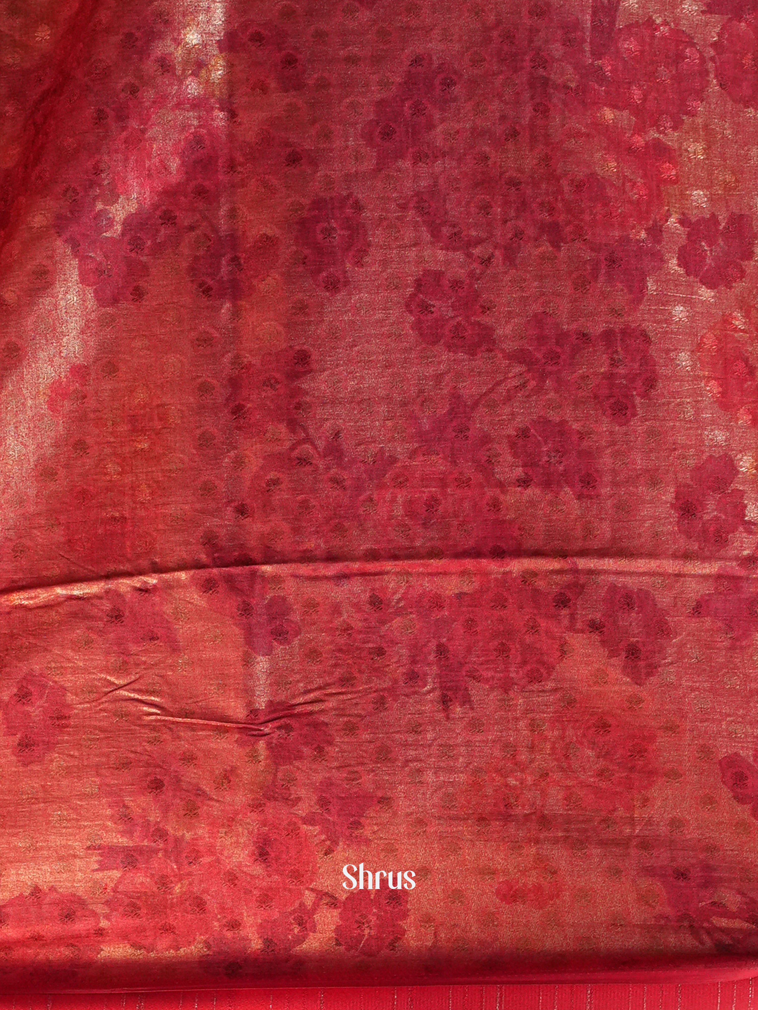 Red - Semi Organza Saree - Shop on Shrus.com