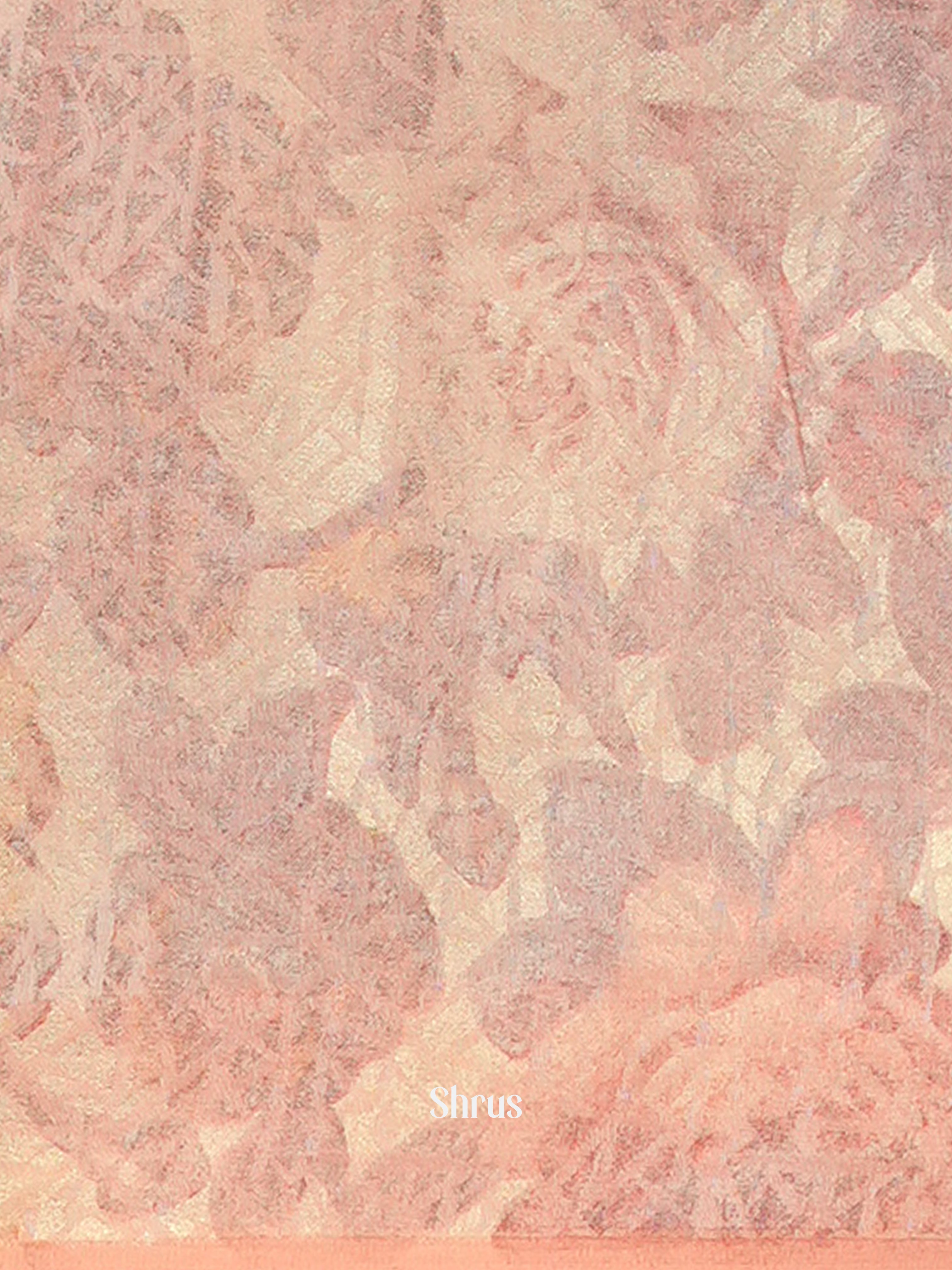 Cream & Peach - Semi Organza Saree - Shop on Shrus.com