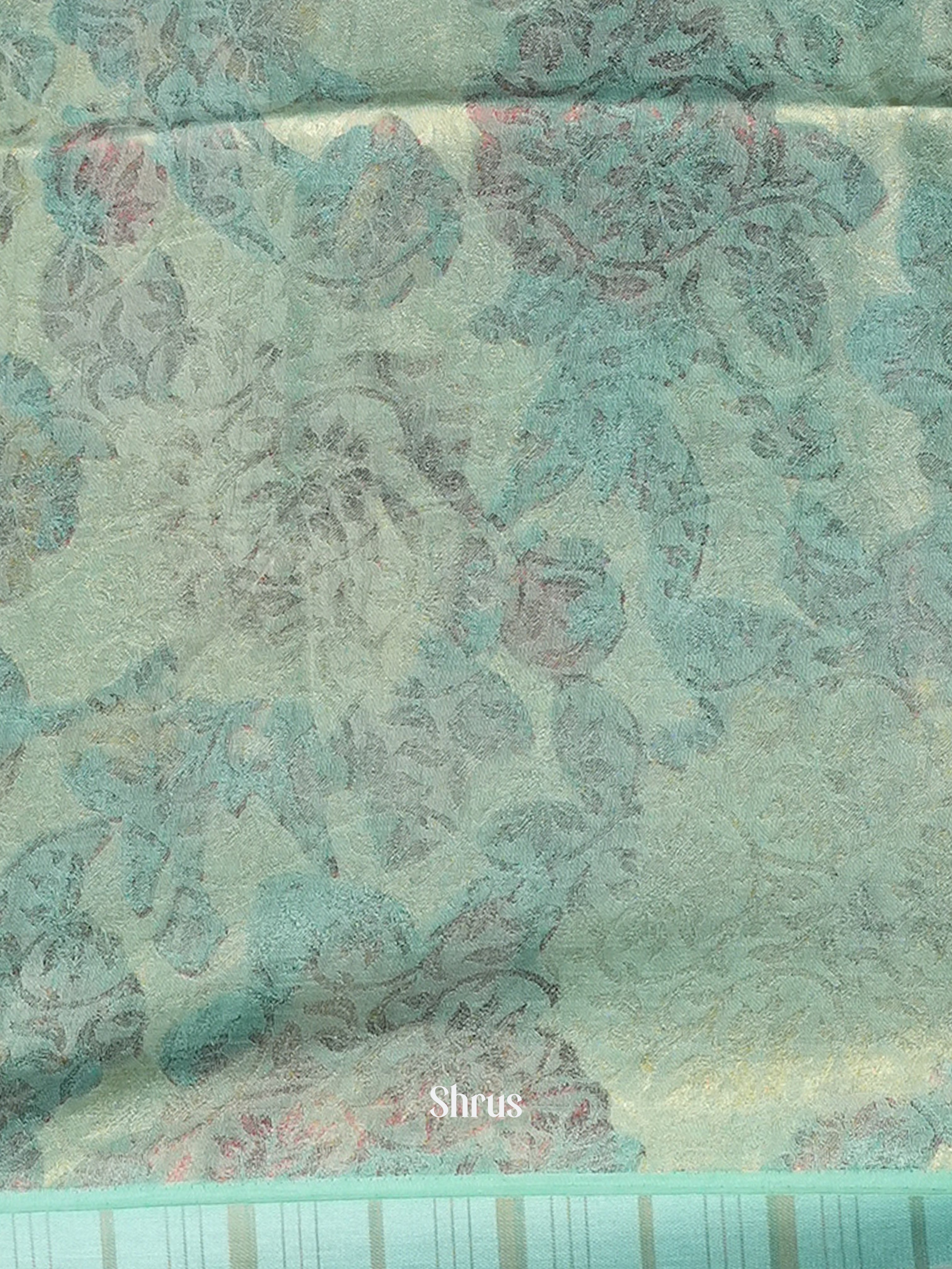 Teal - Semi Organza Saree - Shop on Shrus.com