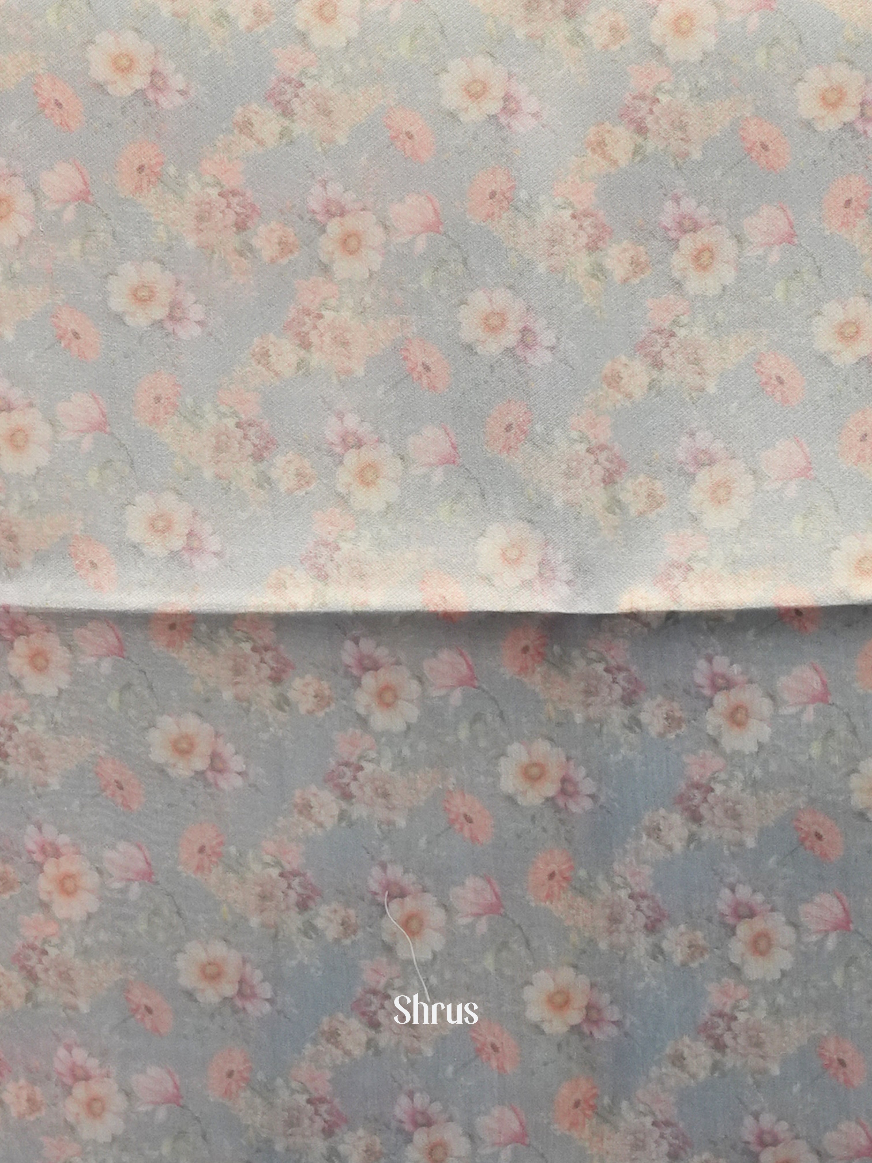 Pink & Grey - Semi Organza Saree - Shop on Shrus.com