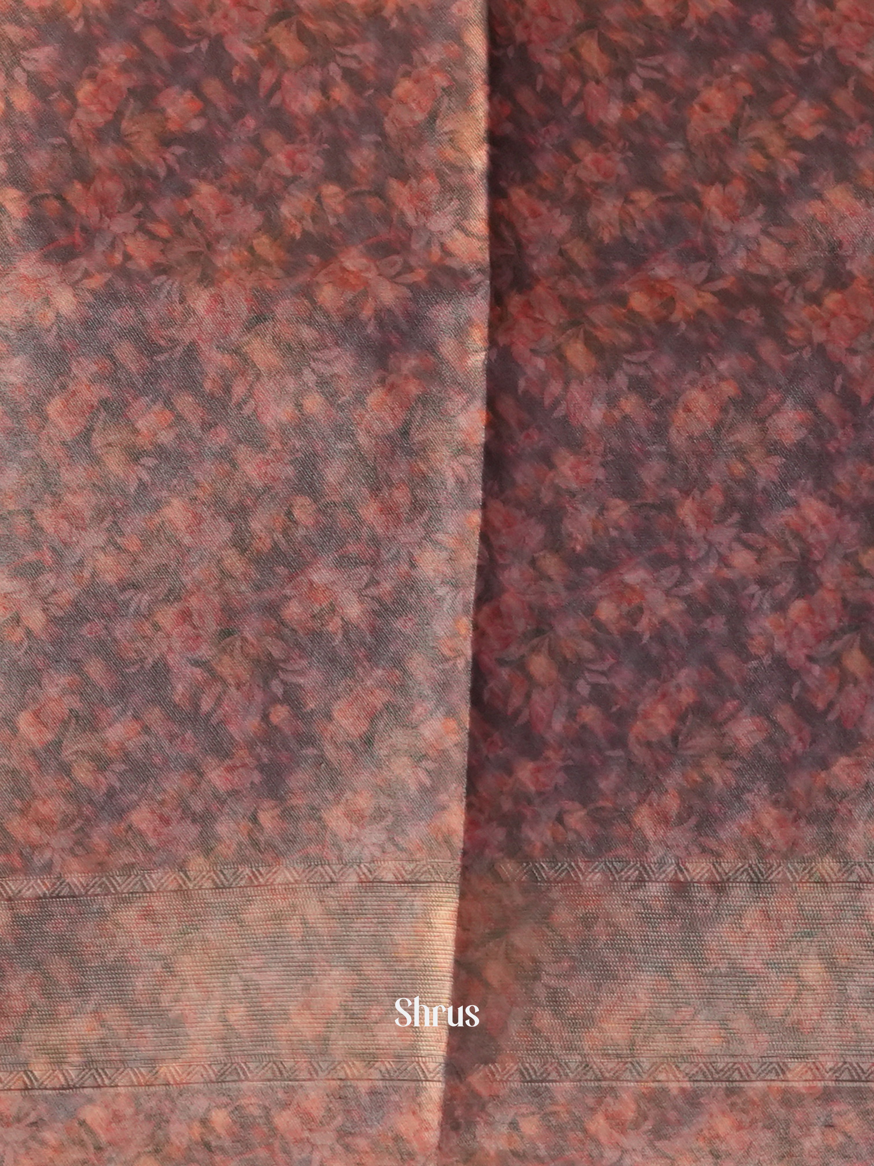 Grey & Brown - Semi Organza Saree - Shop on Shrus.com