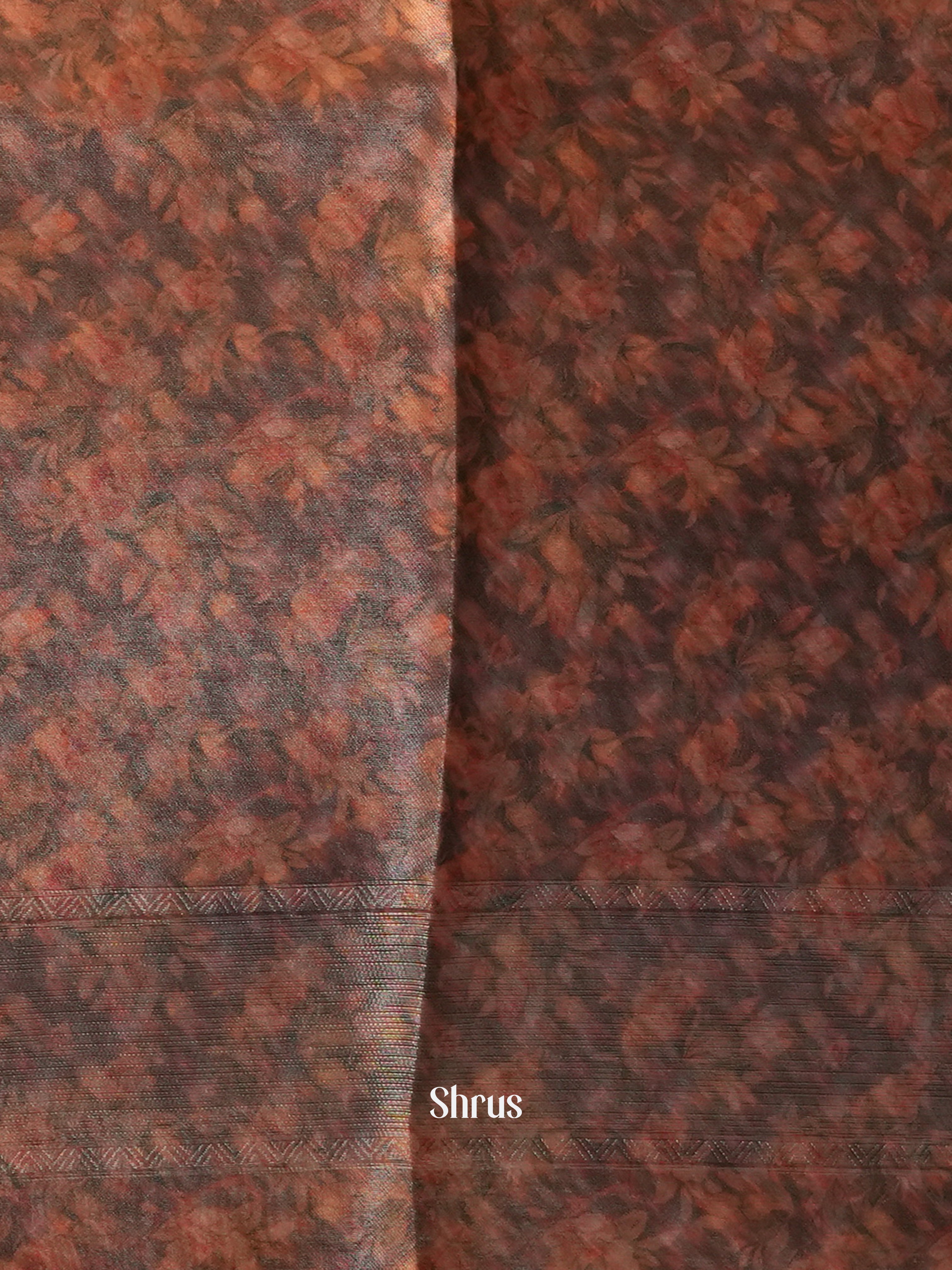 Green & Brown - Semi Organza Saree - Shop on Shrus.com