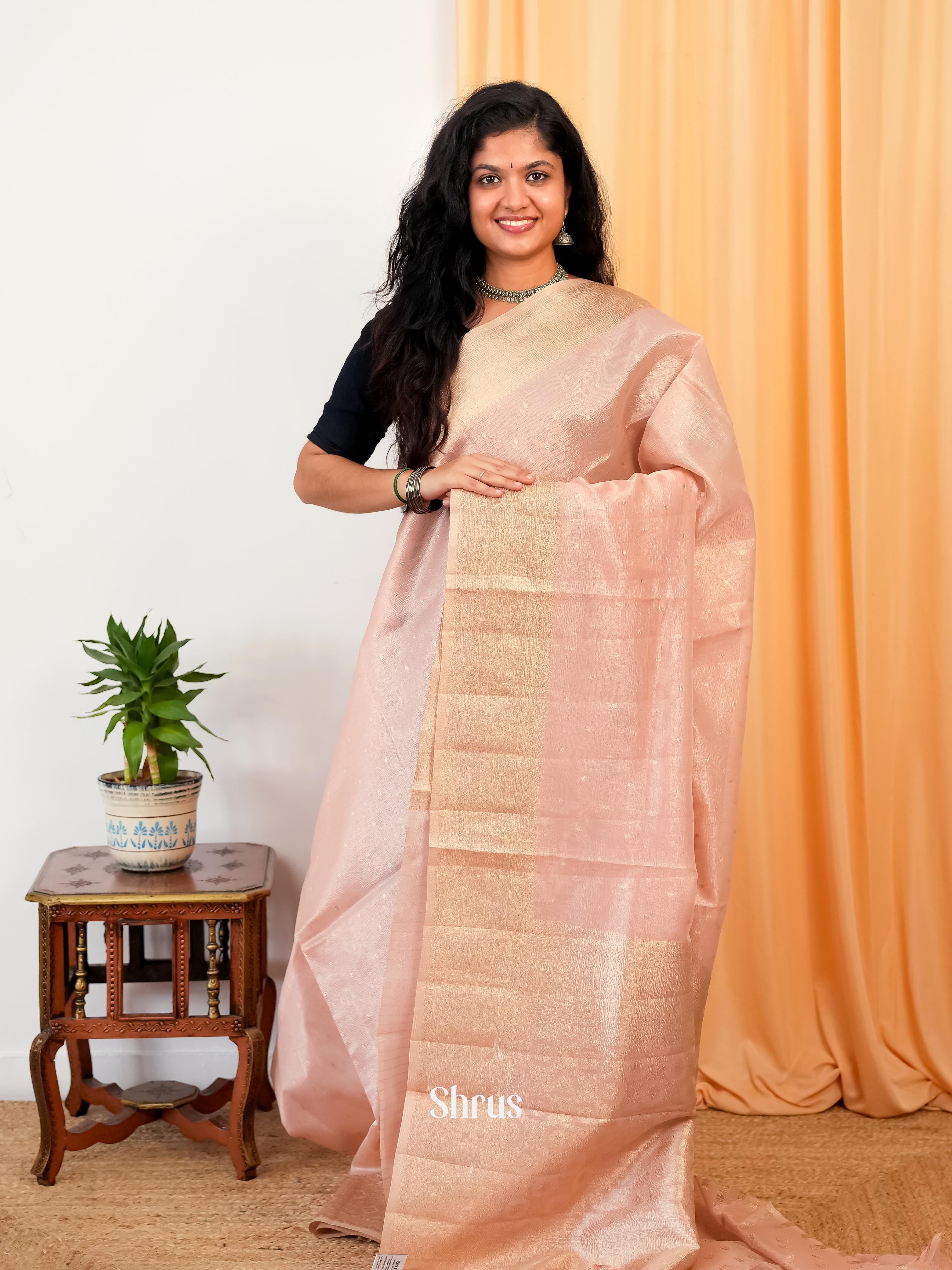 Pink - Bamboo silk Saree - Shop on Shrus.com