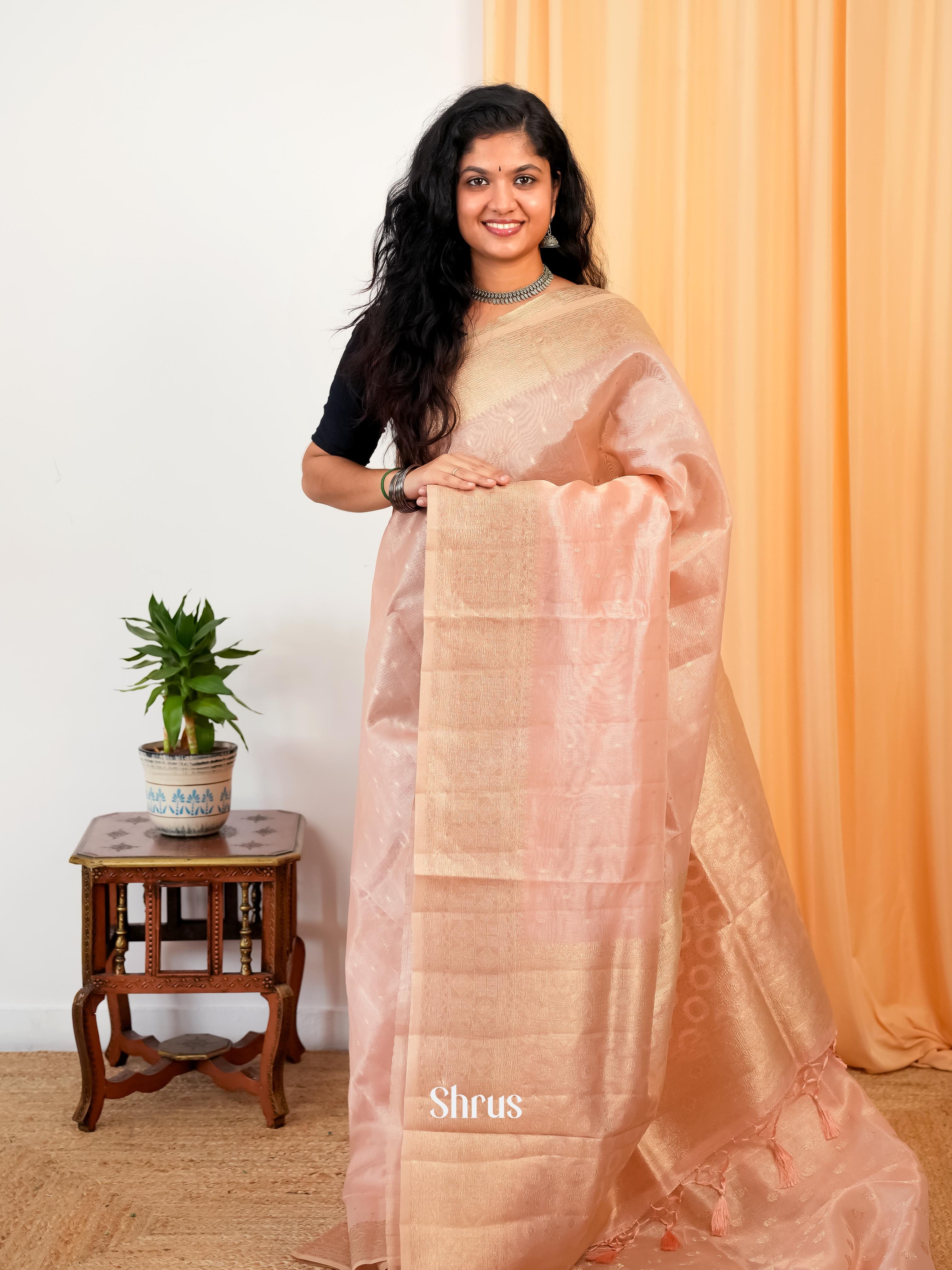 Pink - Bamboo silk Saree - Shop on Shrus.com
