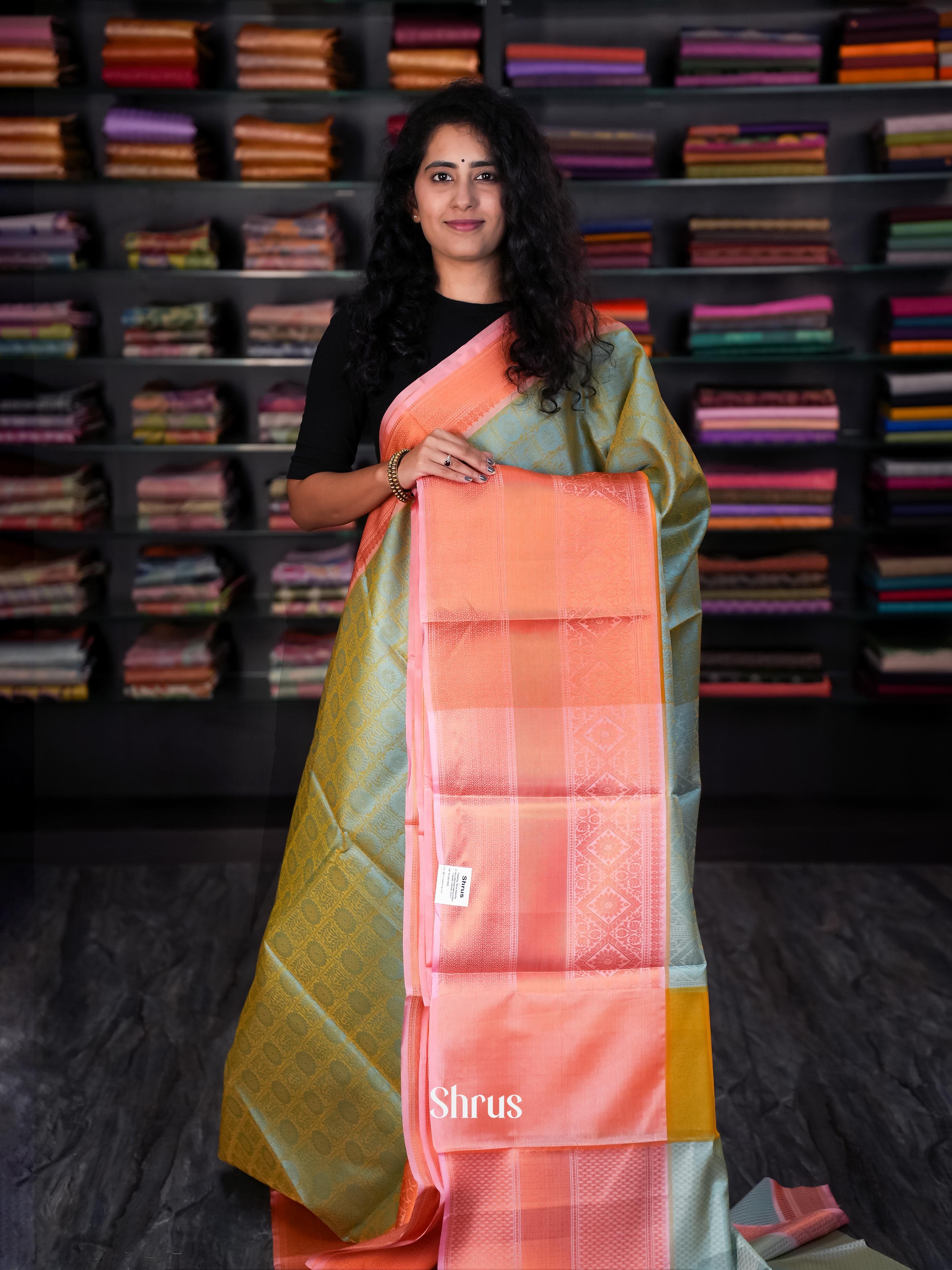 Blue & Pink - Tanchoi Saree - Shop on Shrus.com