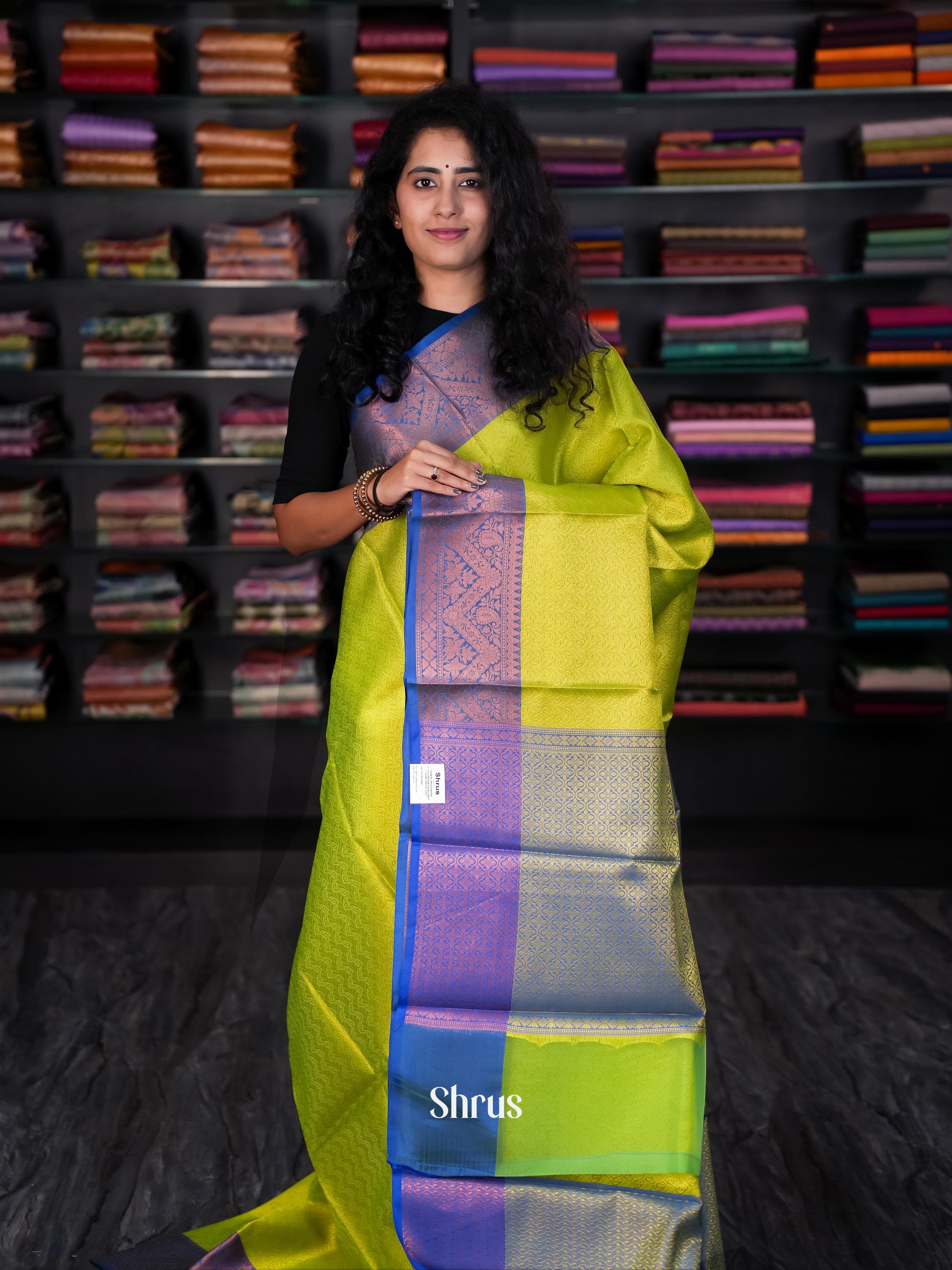 Green & Blue- Tanchoi Saree - Shop on Shrus.com