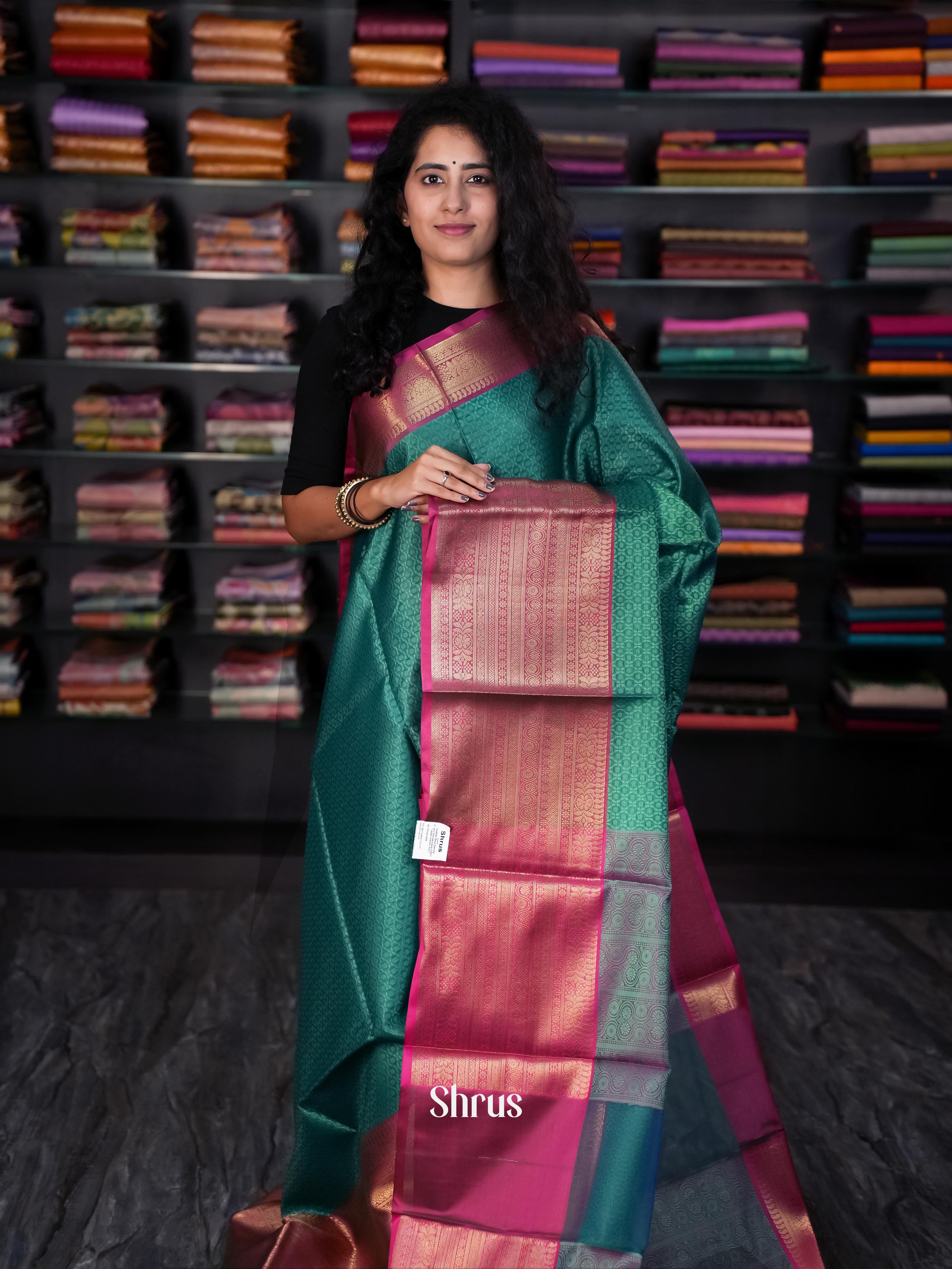 Green & Maroon - Tanchoi Saree - Shop on Shrus.com