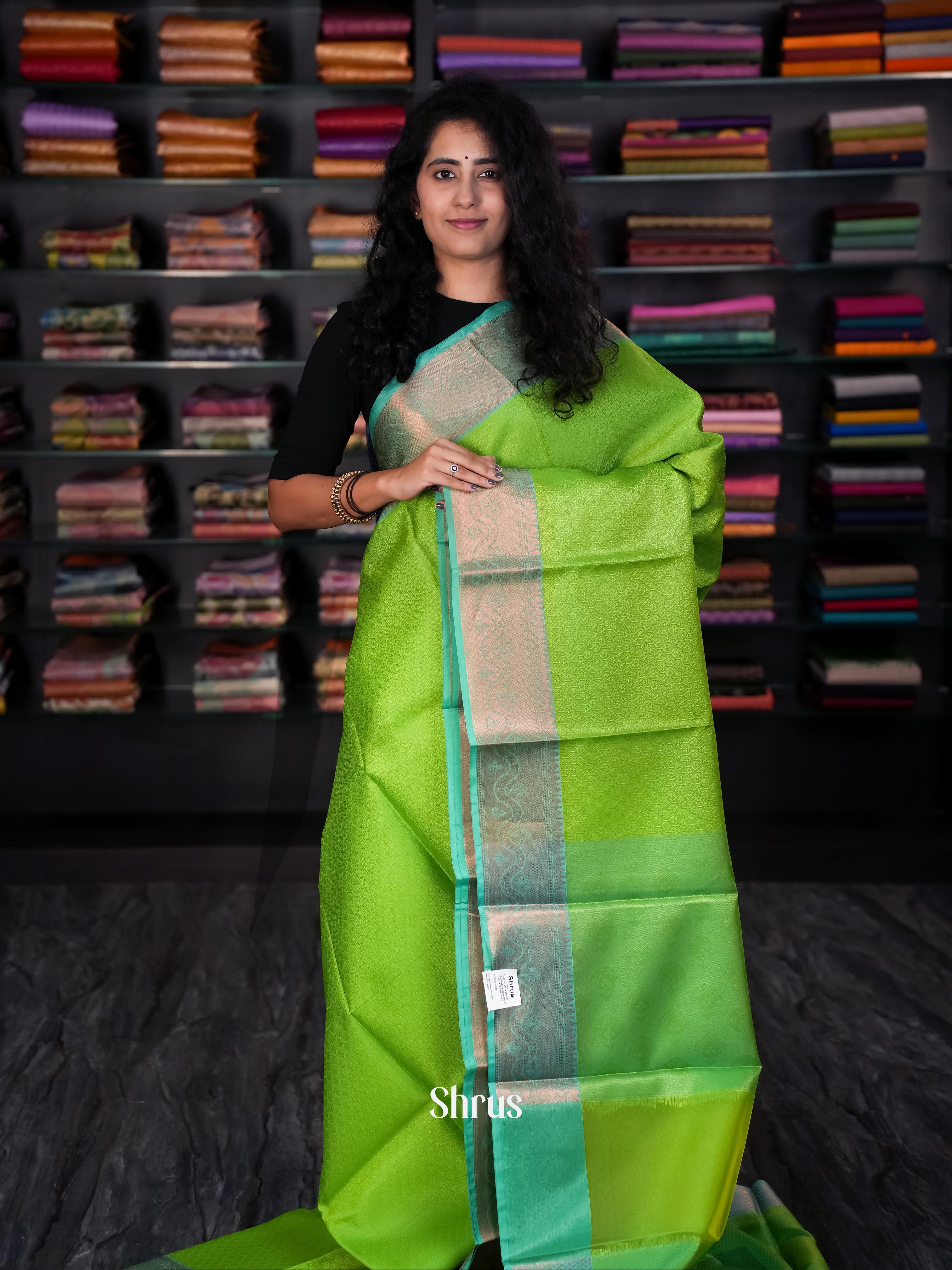 Green & Blue - Tanchoi Saree - Shop on Shrus.com