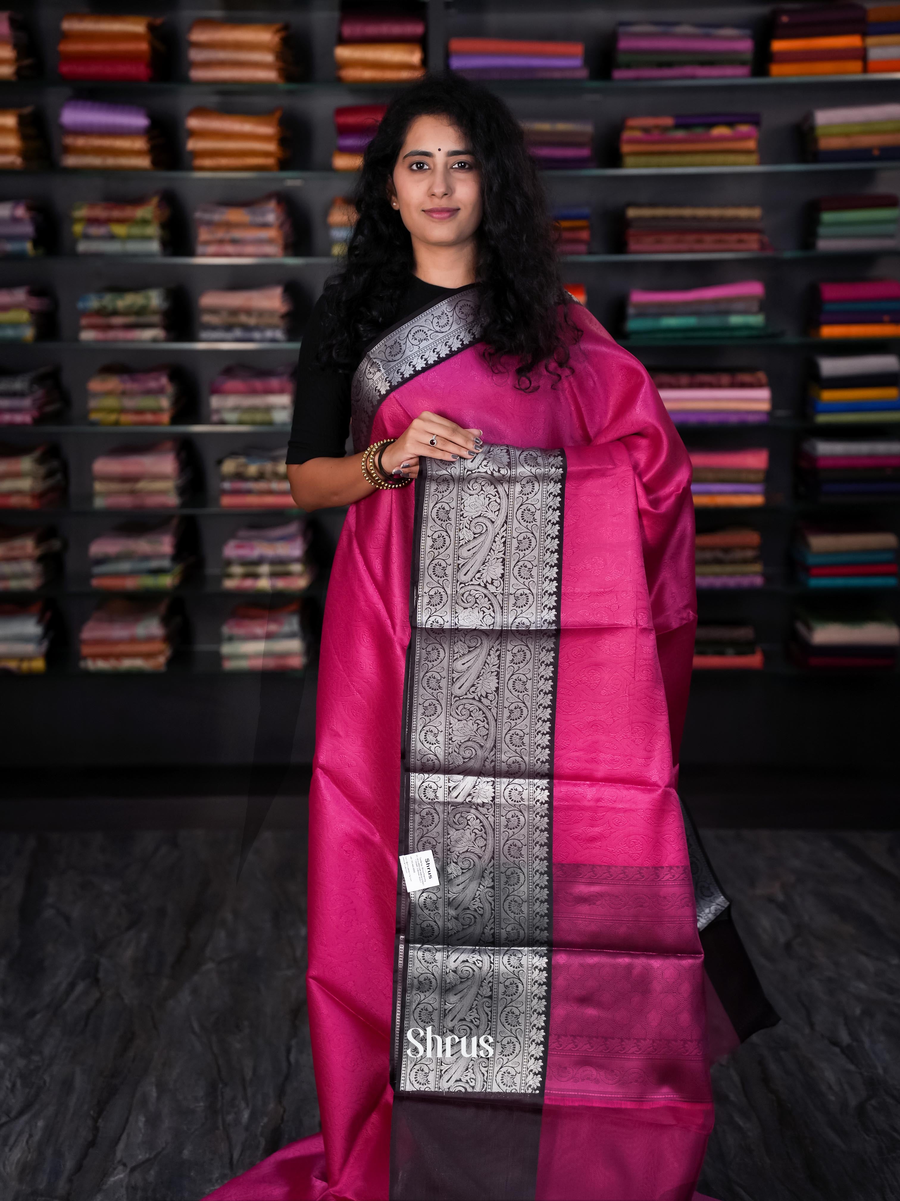 Dark Pink & Brown- Tanchoi Saree - Shop on Shrus.com