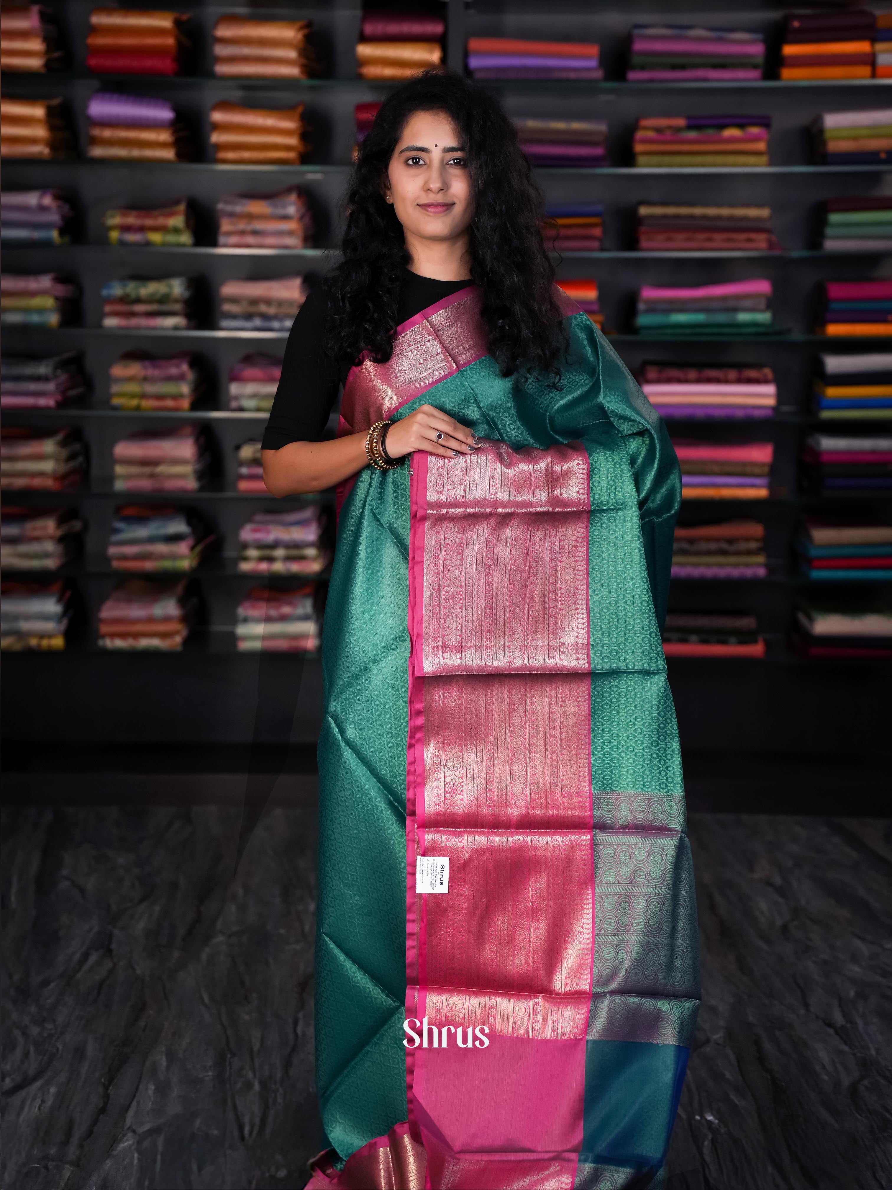 Green & Maroon- Tanchoi Saree - Shop on Shrus.com