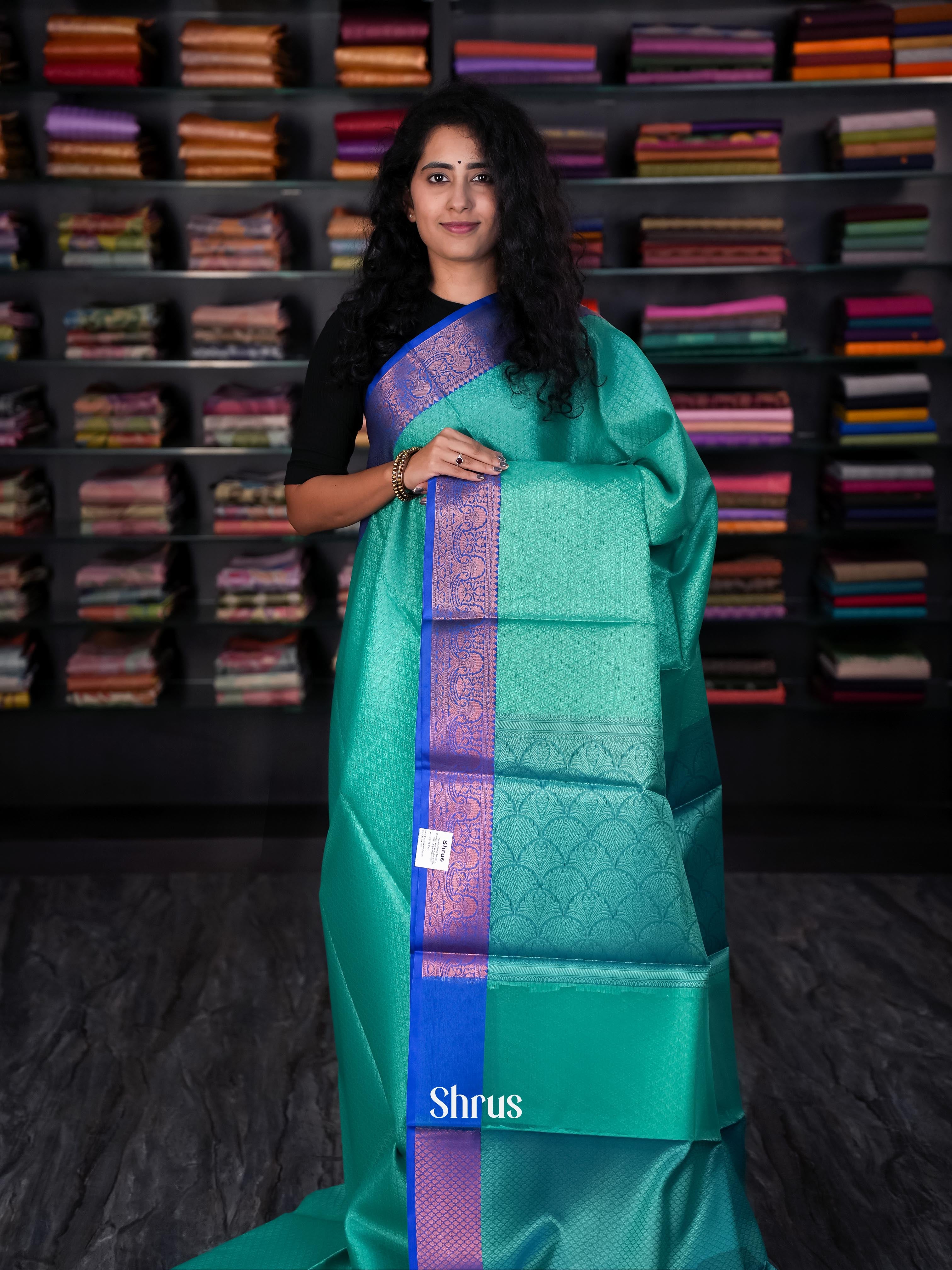 Green & Blue - Tanchoi Saree - Shop on Shrus.com