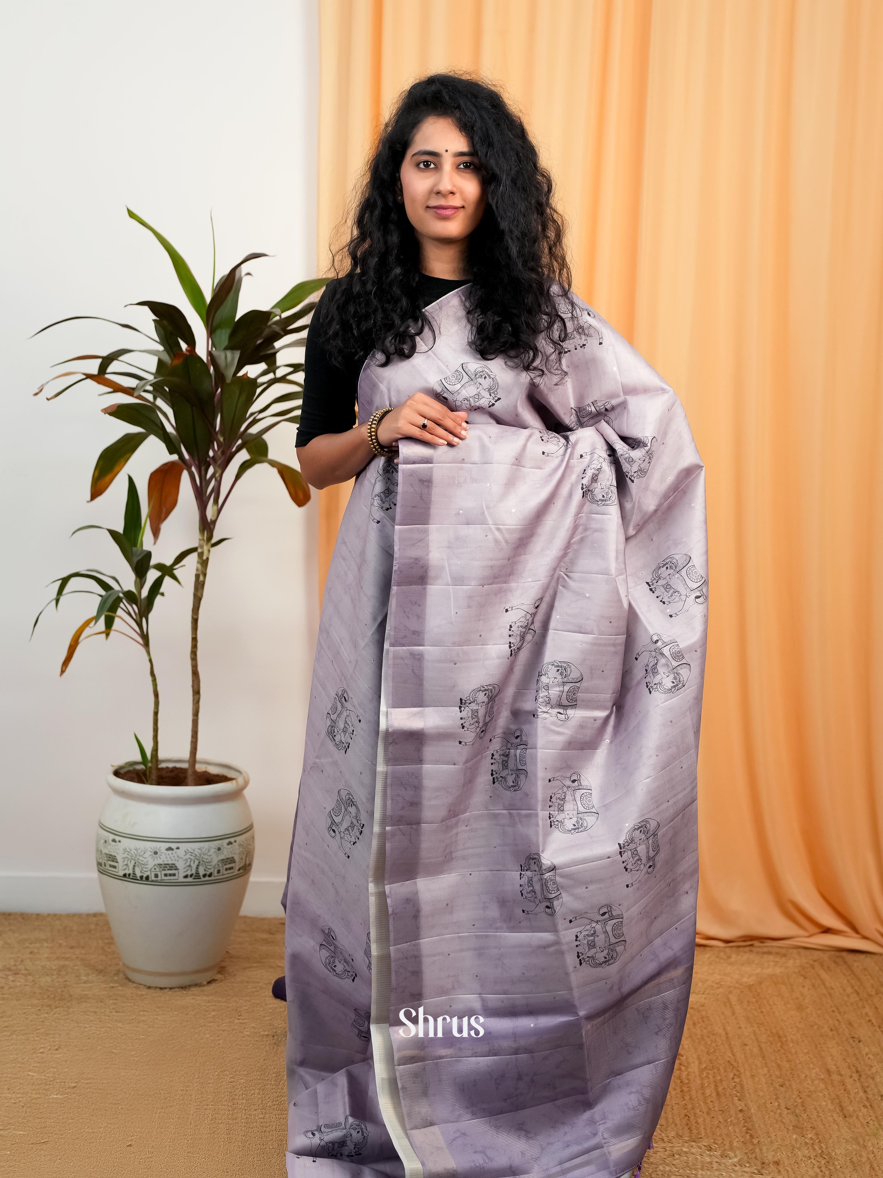Mild Lavender - Moonga Saree - Shop on Shrus.com