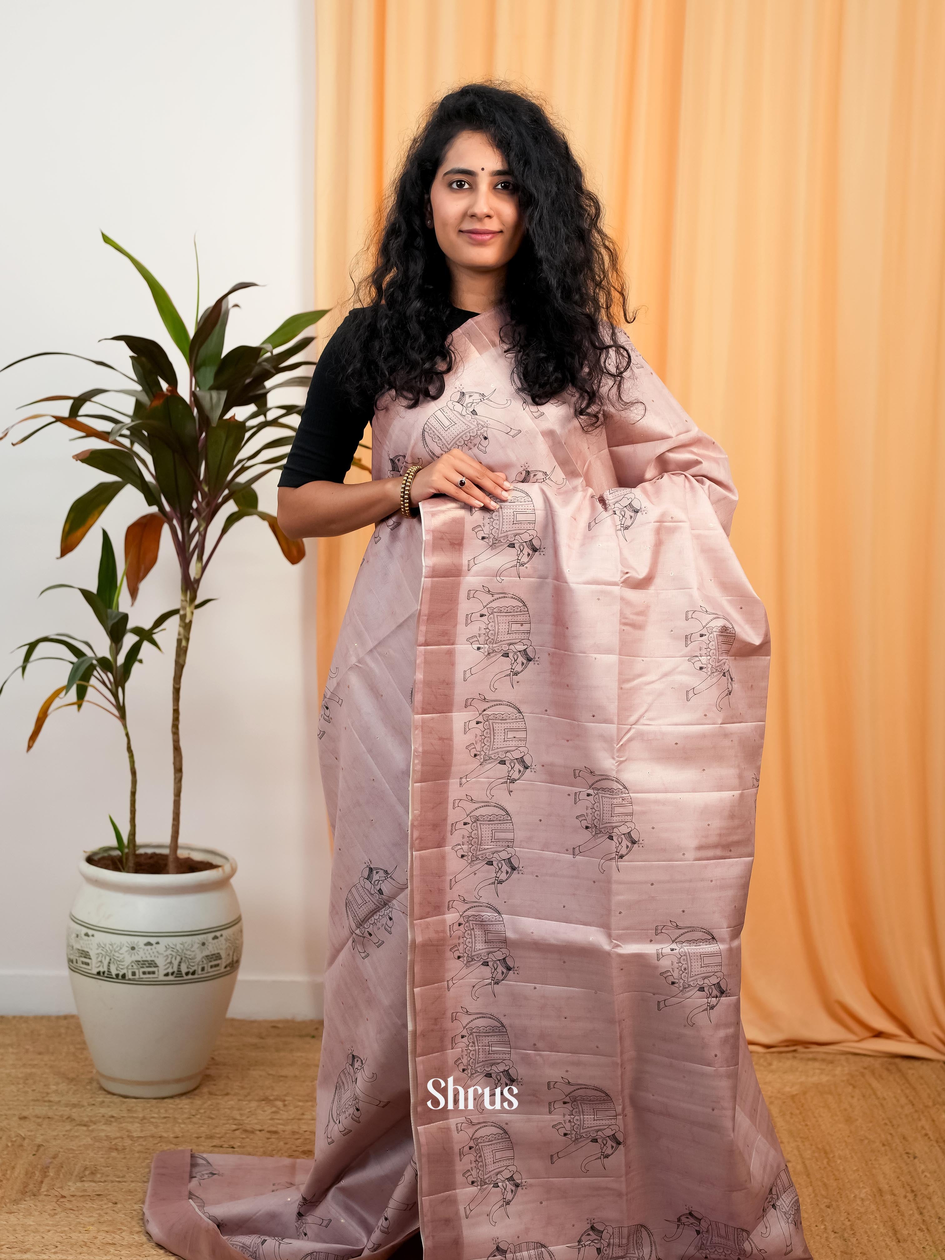 Dusty Pink - Moonga Saree - Shop on Shrus.com