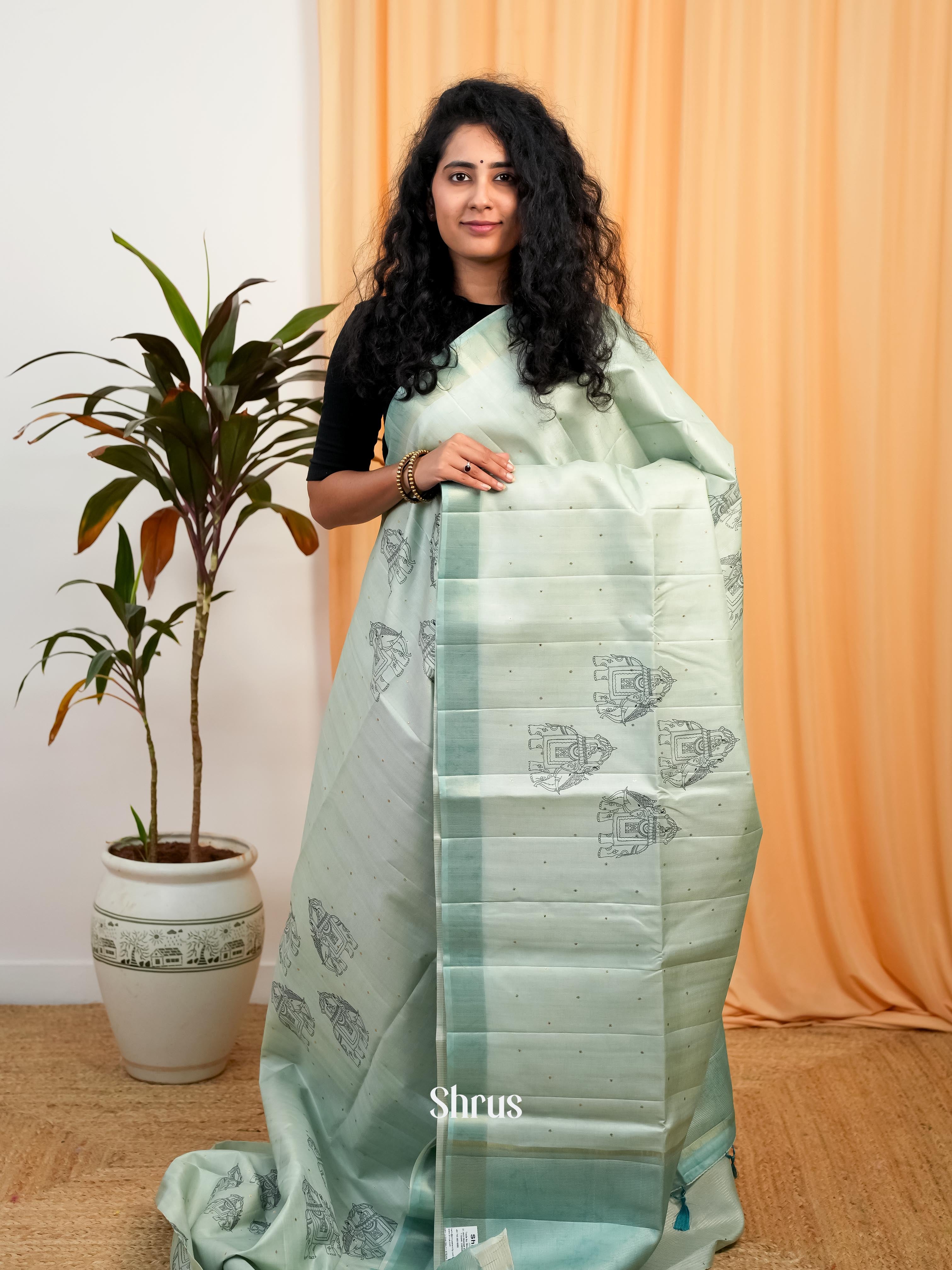Pastel Green - Moonga Saree - Shop on Shrus.com