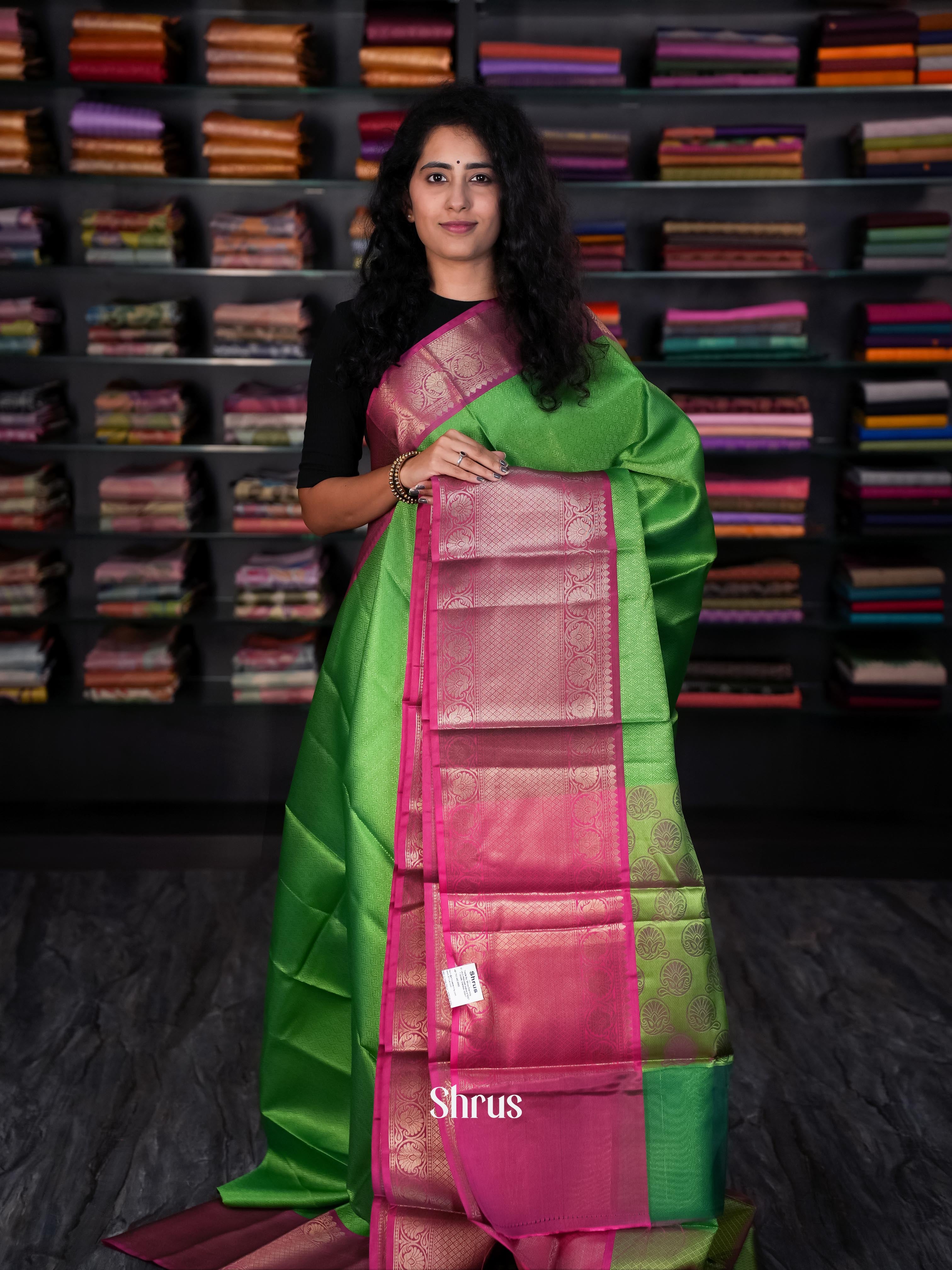 Green & Majenta - Tanchoi Saree - Shop on Shrus.com