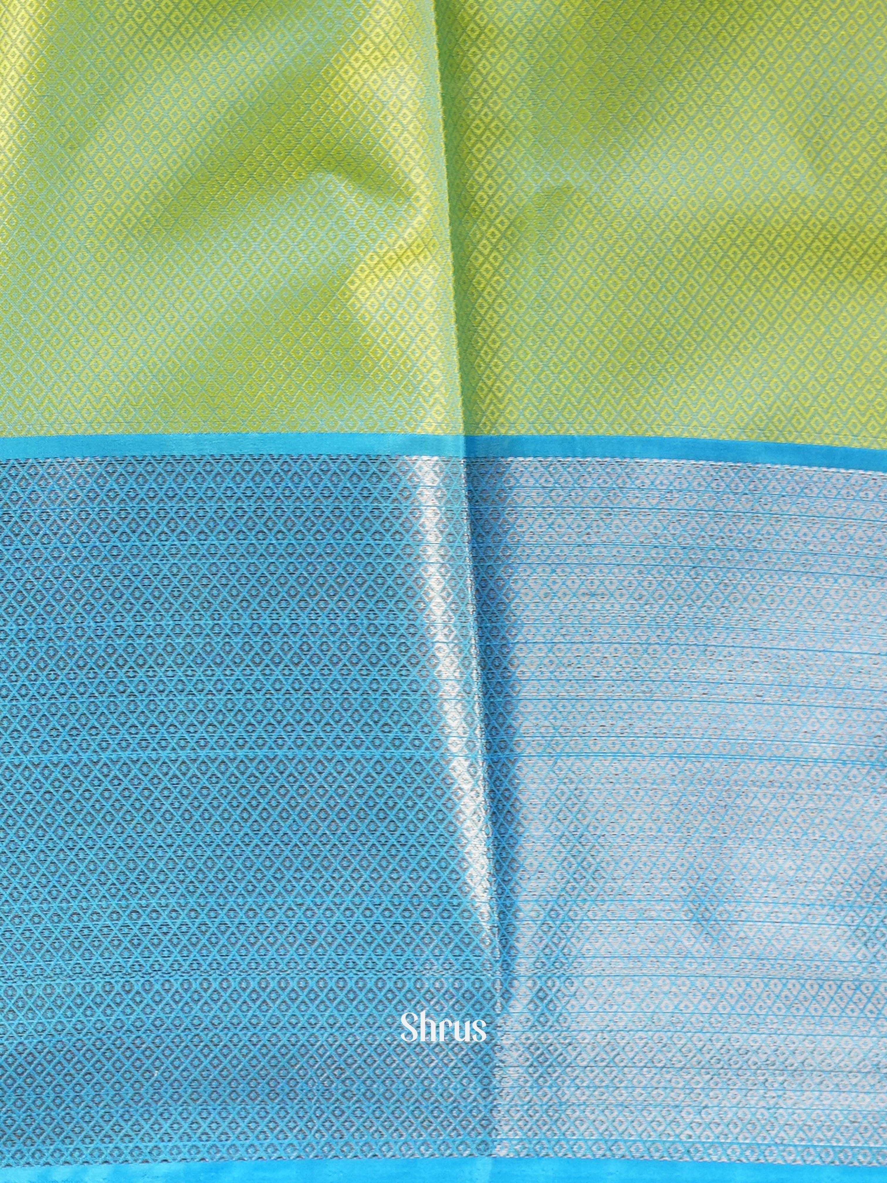 Yellow & Blue - Tanchoi Saree - Shop on Shrus.com
