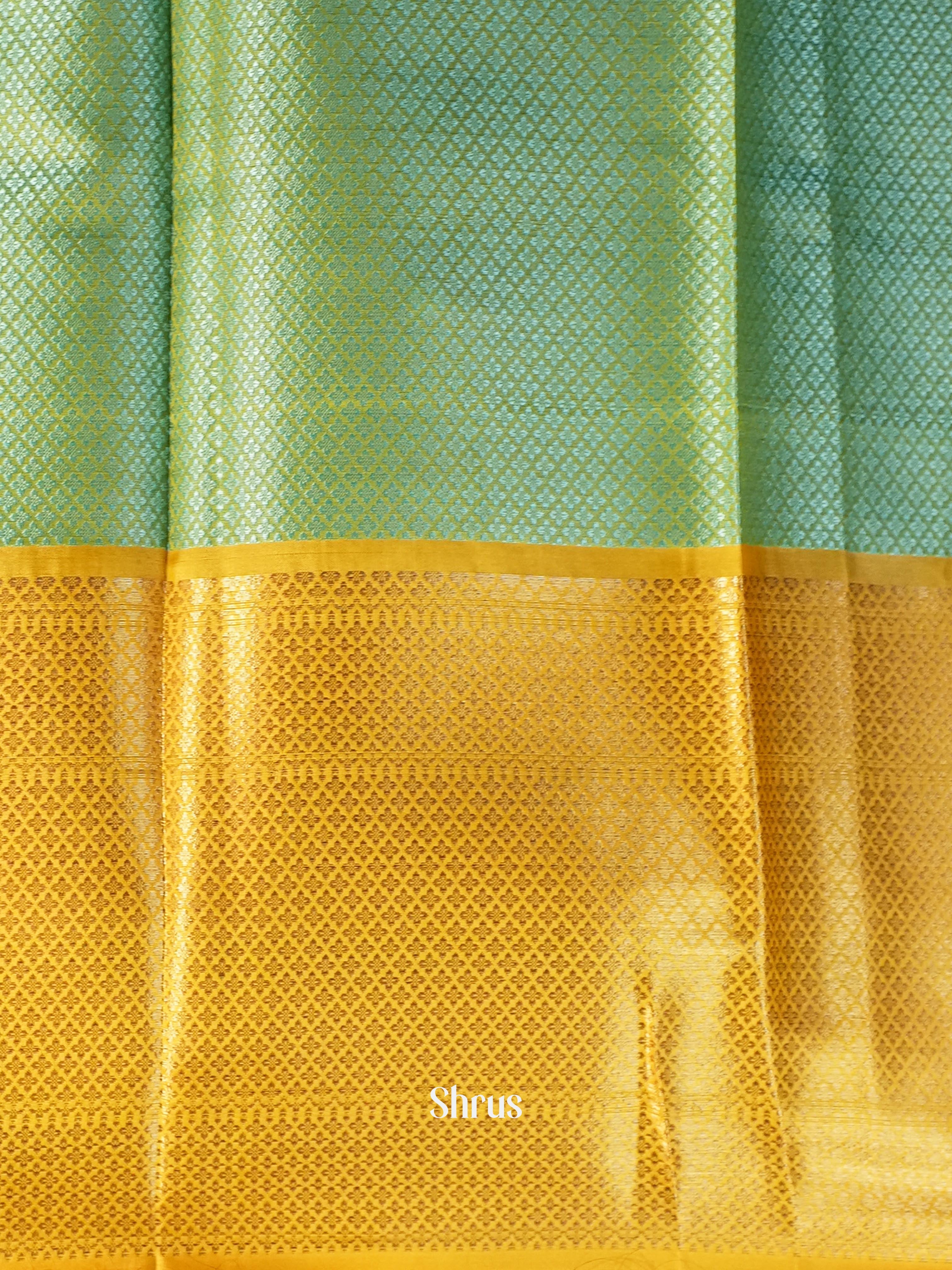 Teal & Mustard - Tanchoi Saree - Shop on Shrus.com