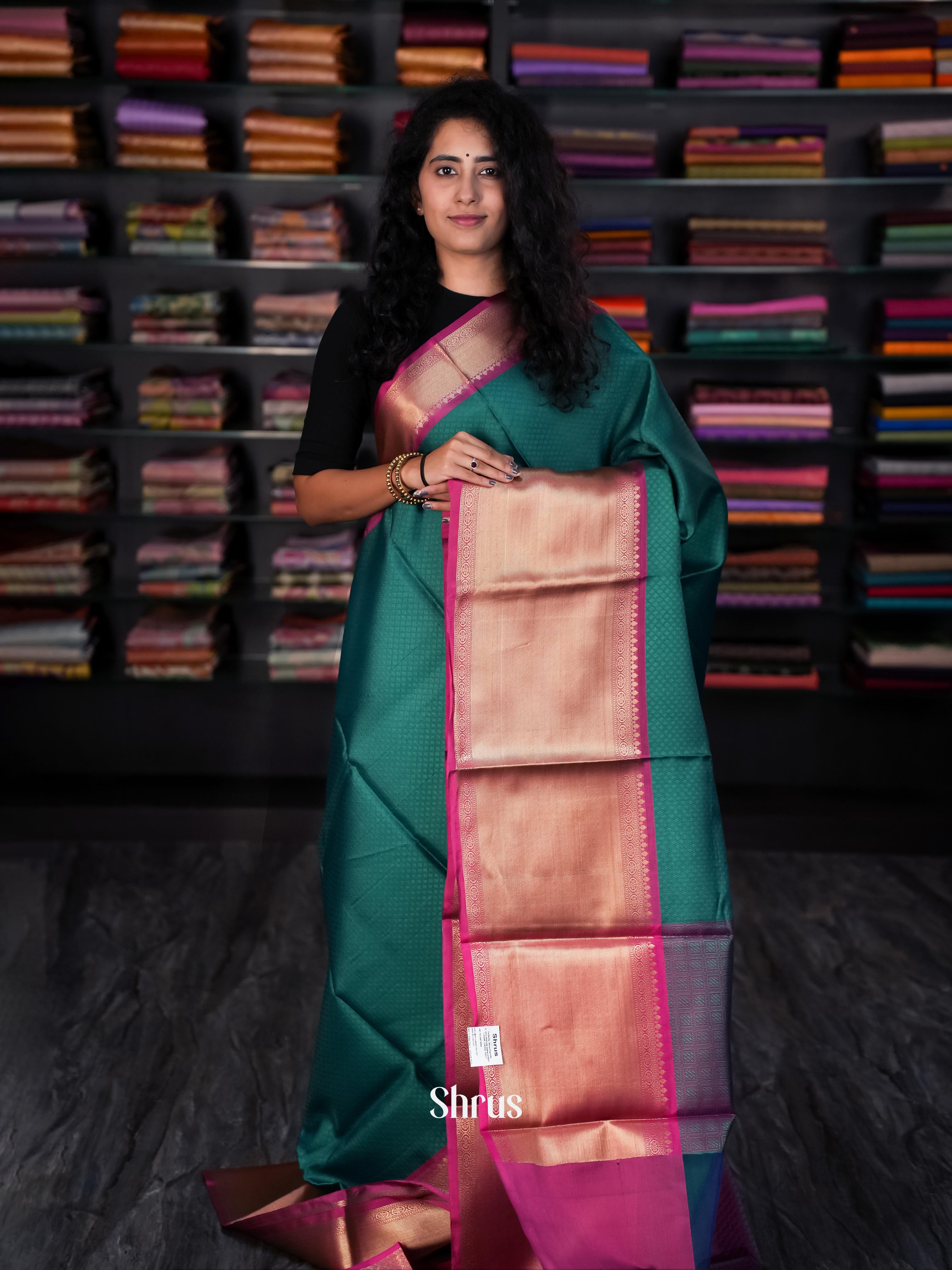 Green & Maroon - Tanchoi Saree - Shop on Shrus.com
