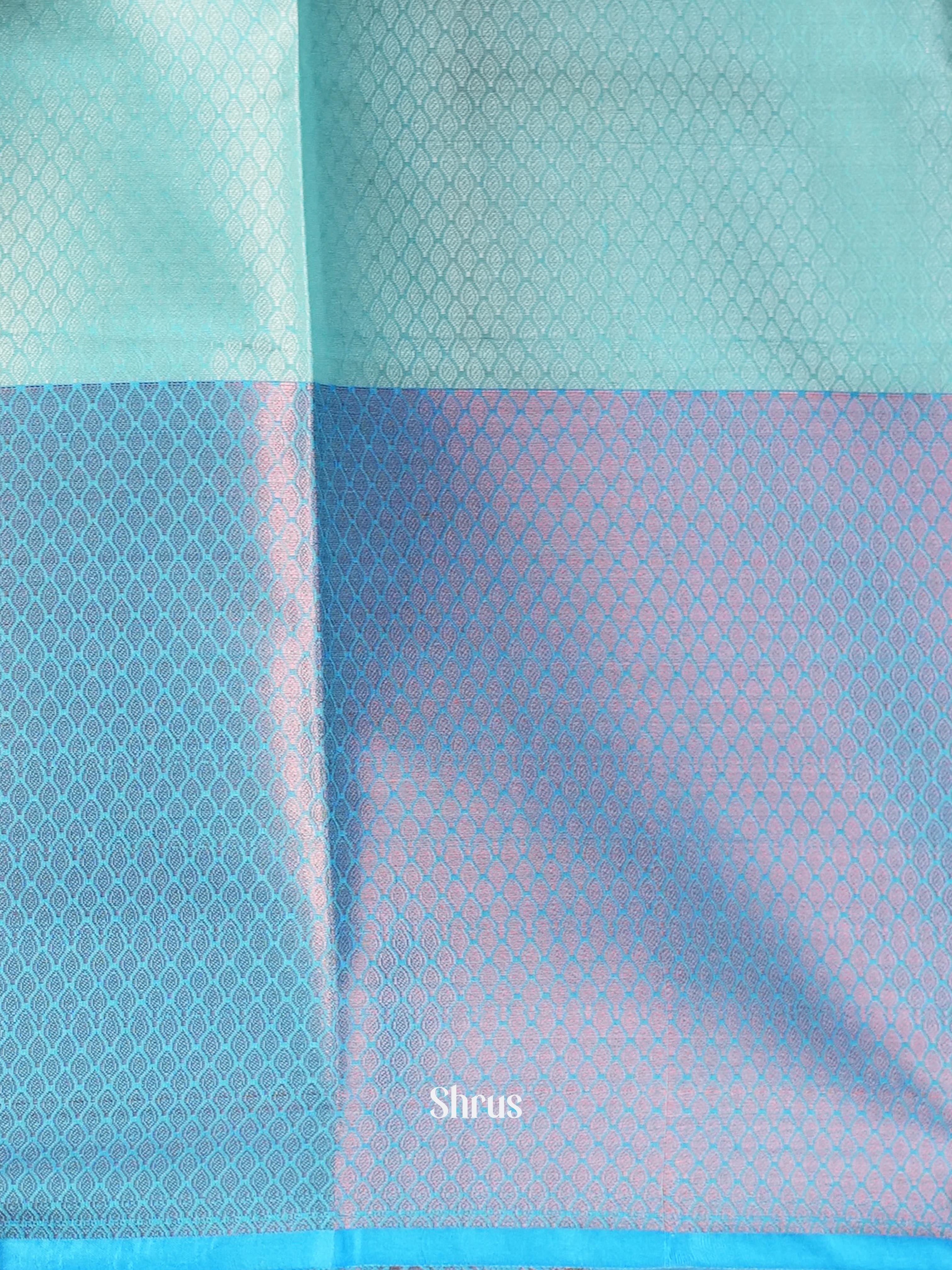 Cream & Blue - Tanchoi Saree - Shop on Shrus.com