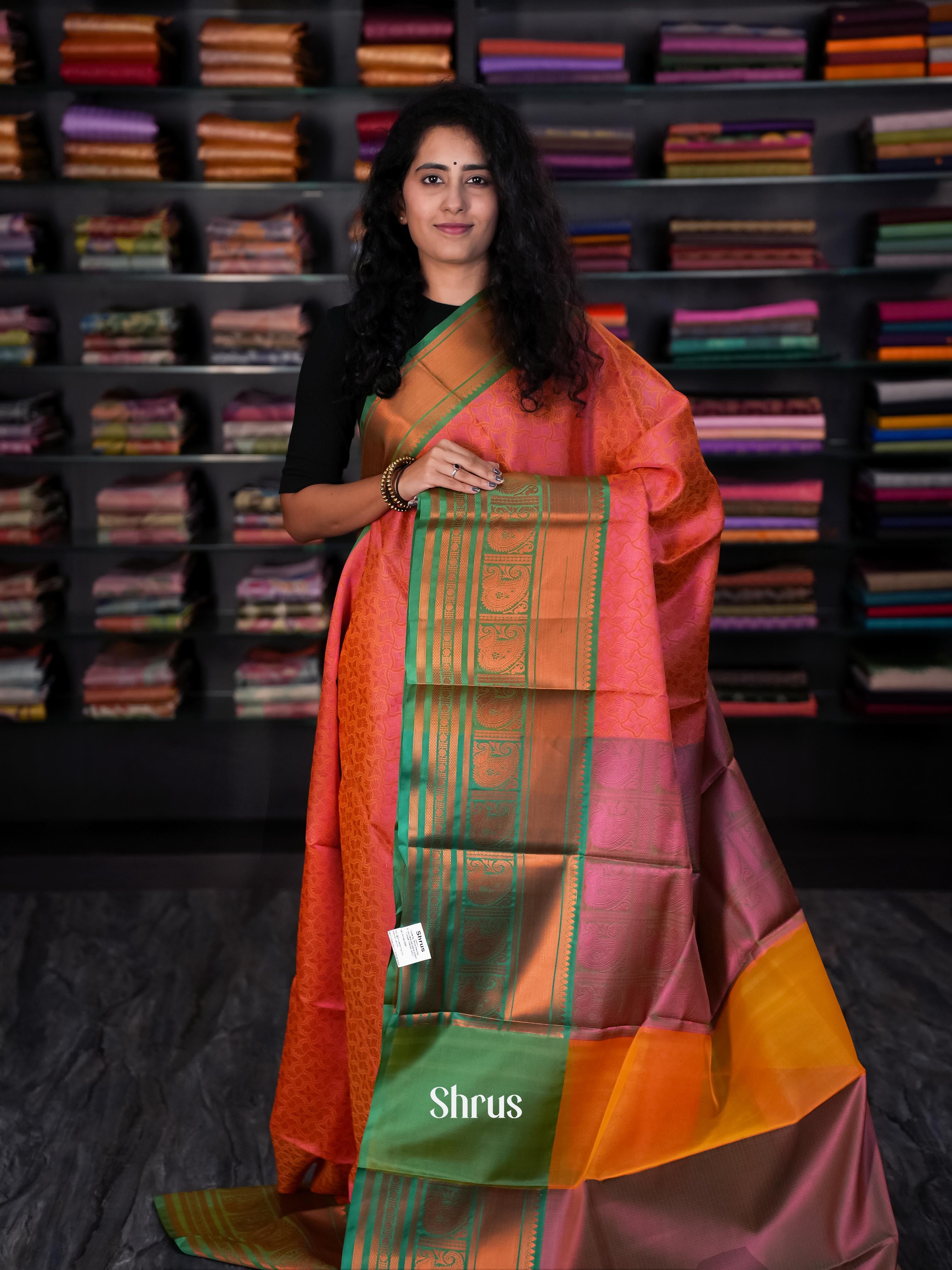 Brick & Green - Tanchoi Saree - Shop on Shrus.com
