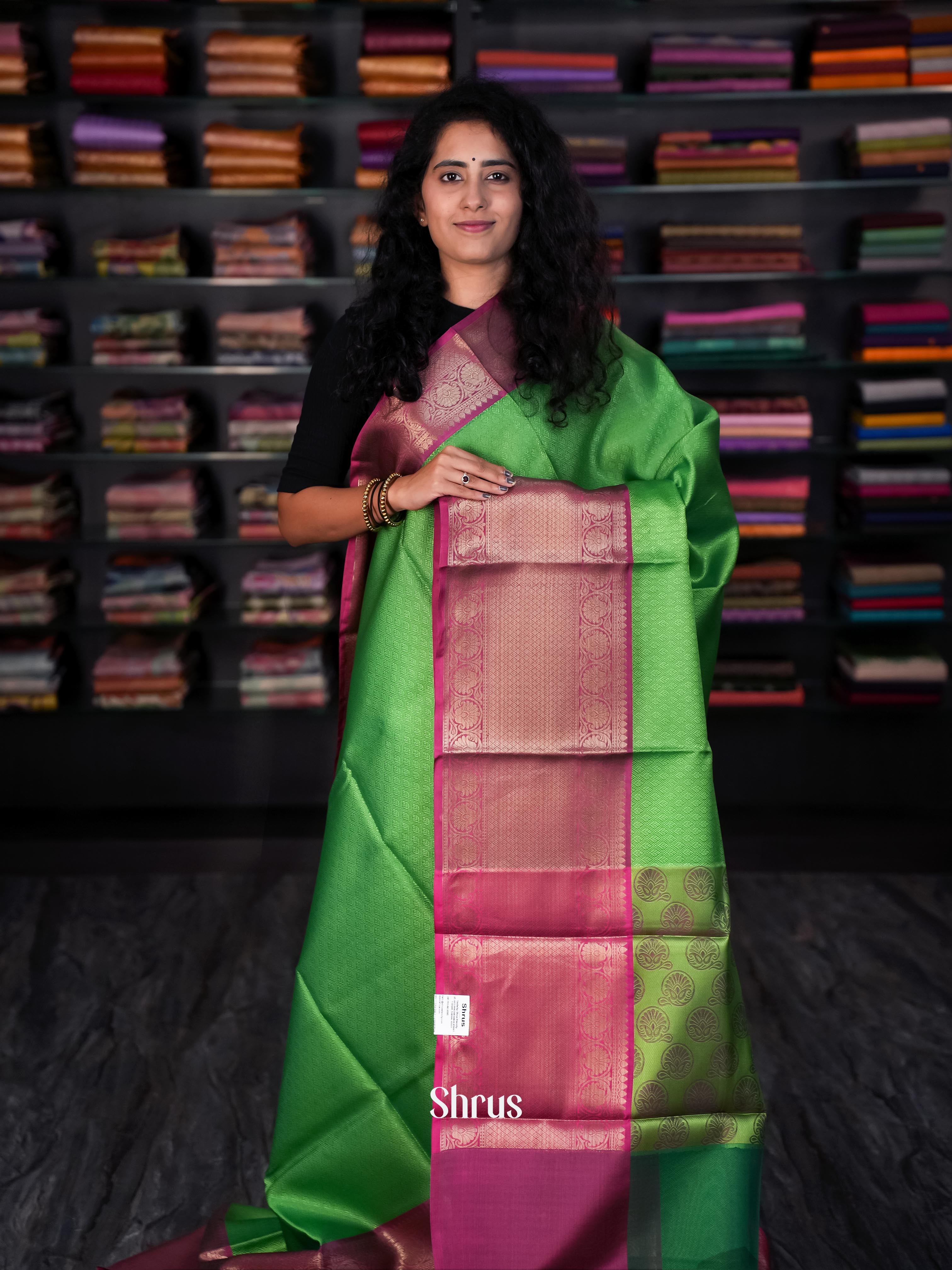 Green & Maroon - Tanchoi Saree - Shop on Shrus.com